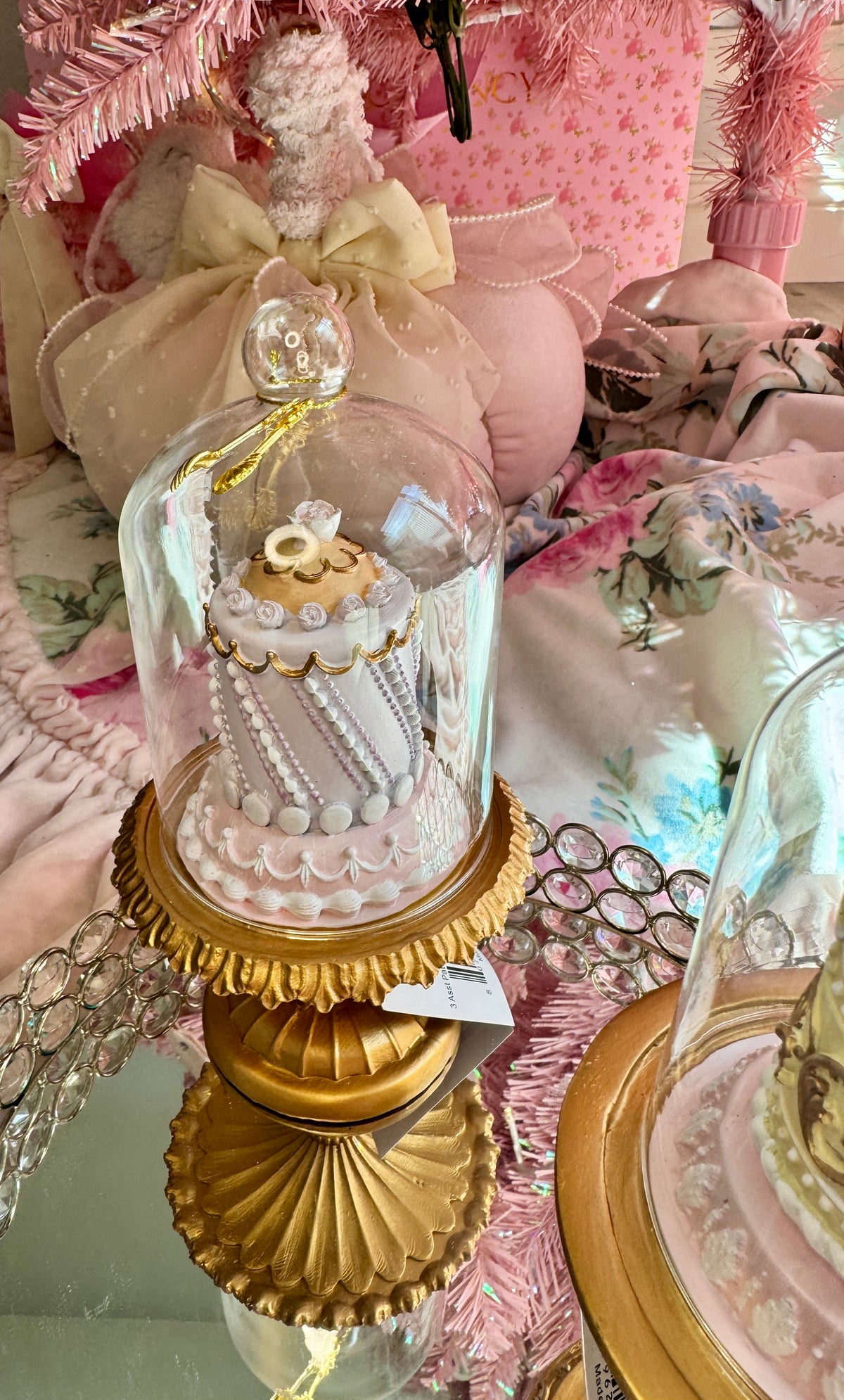 READY TO SHIP - 3 Asst Patisserie Cakes in Glass Cloche /Le Patisserie