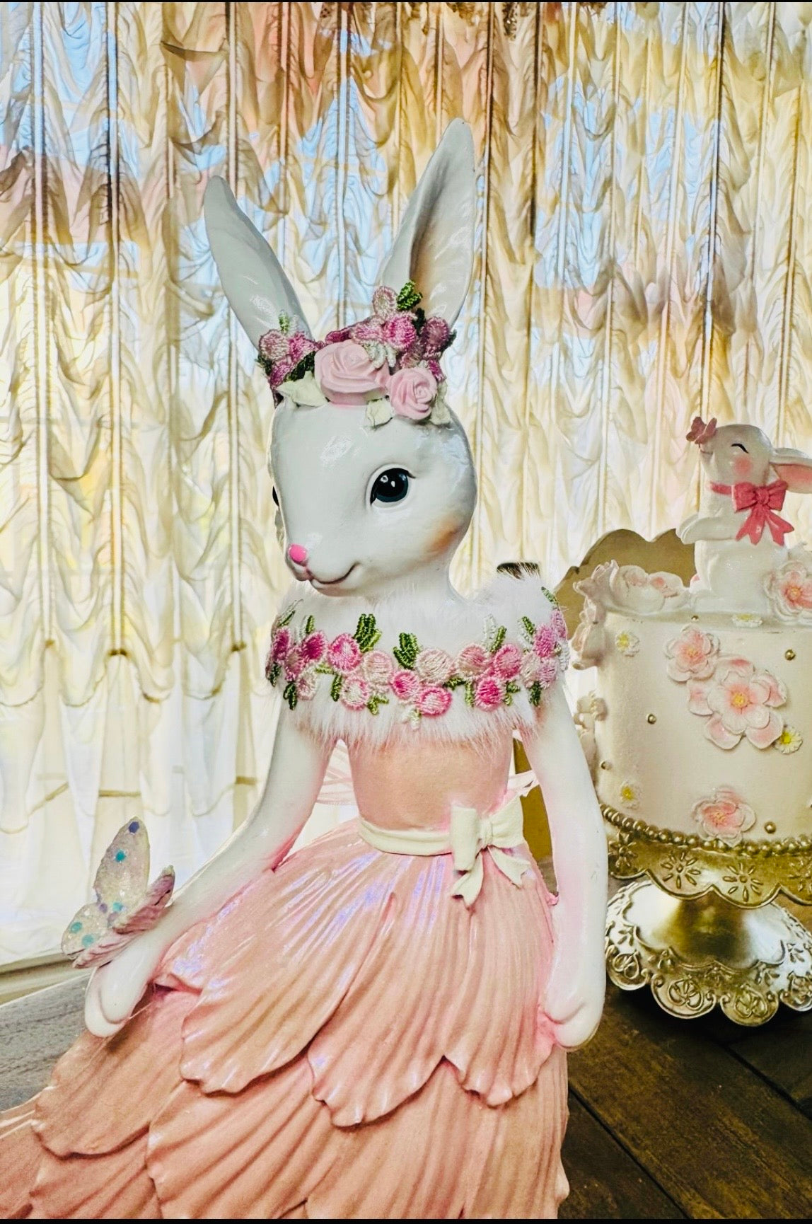 Pink Bunny Easter Figurine