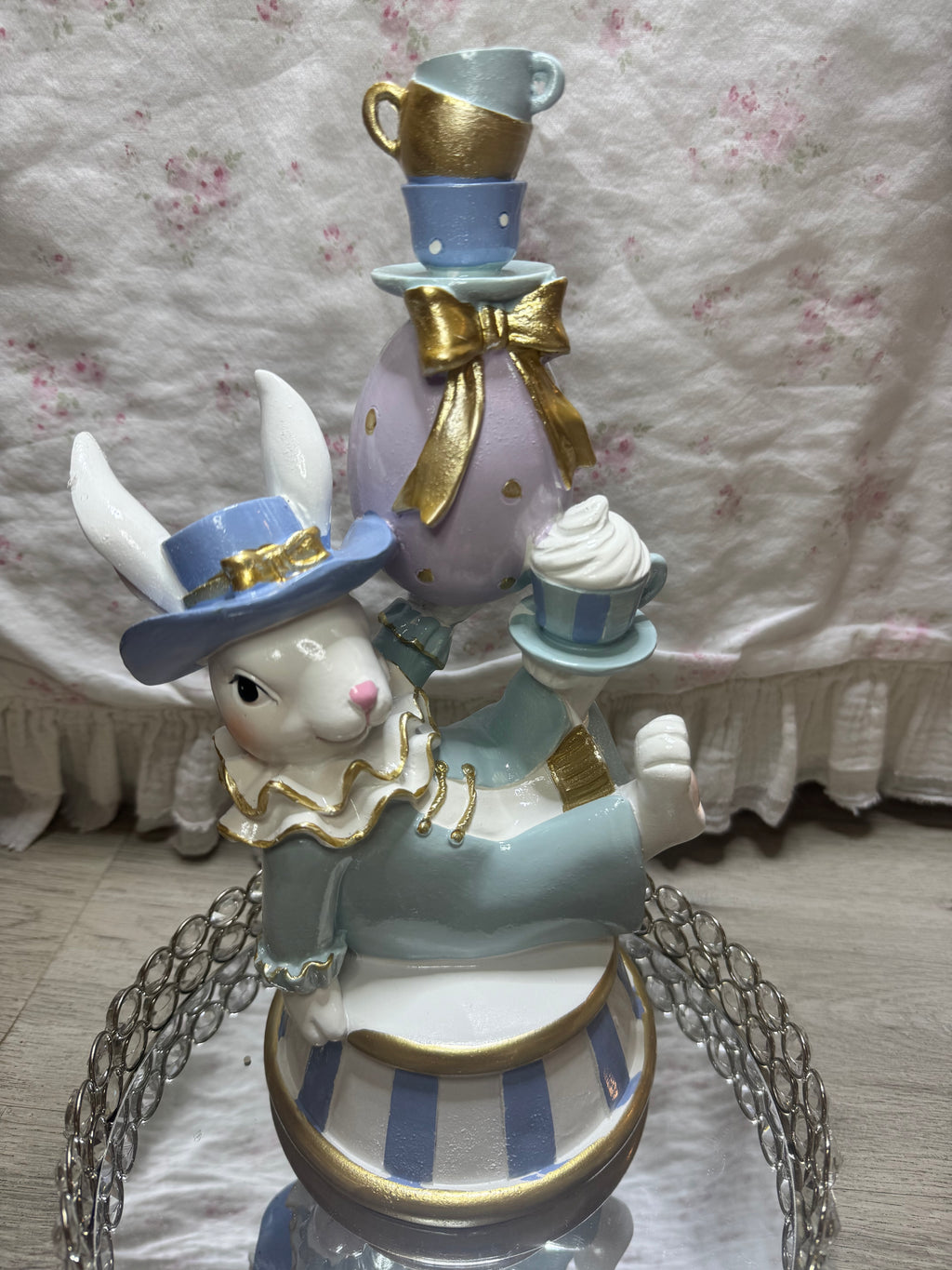 Pastel Bunny seating with teacups and bow
