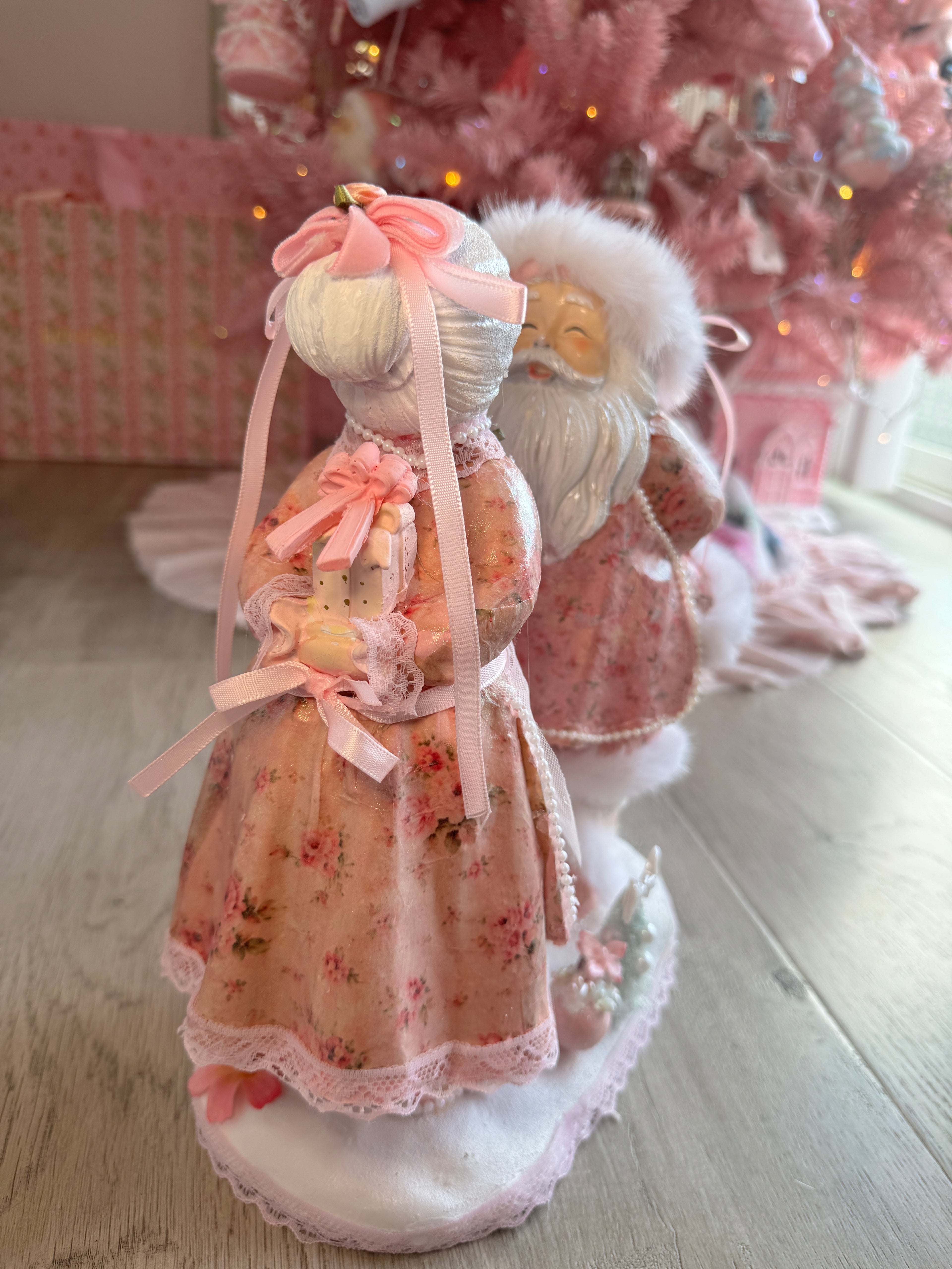 Pink Mr and Mrs Claus Special Edition Figurine