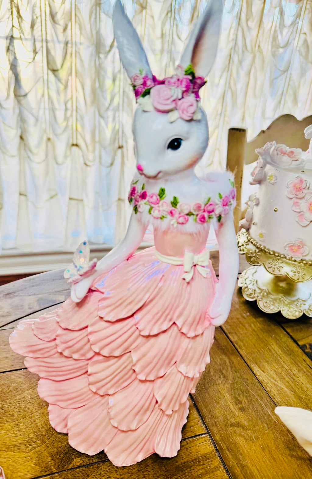 Pink Bunny Easter Figurine