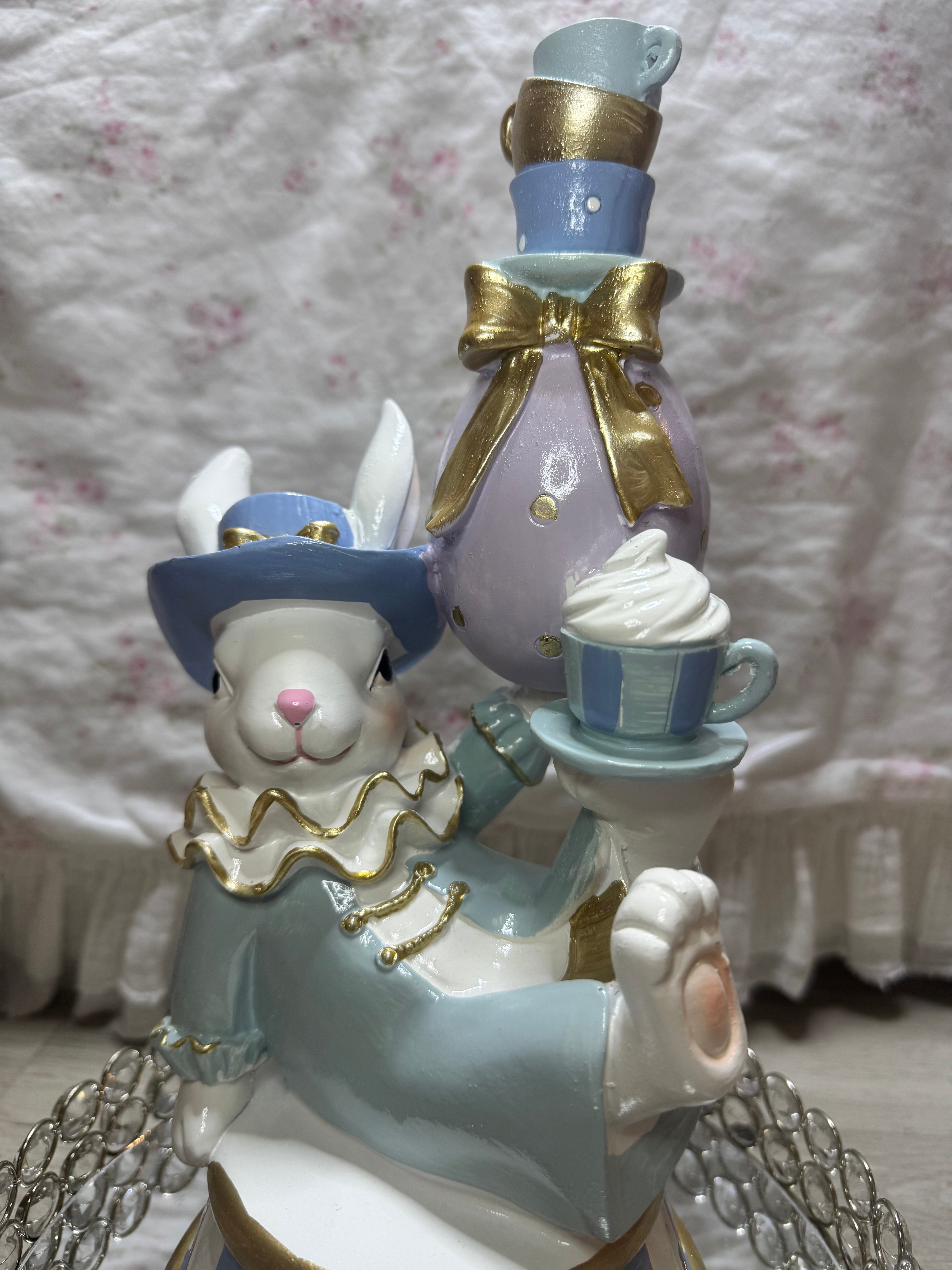 Pastel Bunny seating with teacups and bow