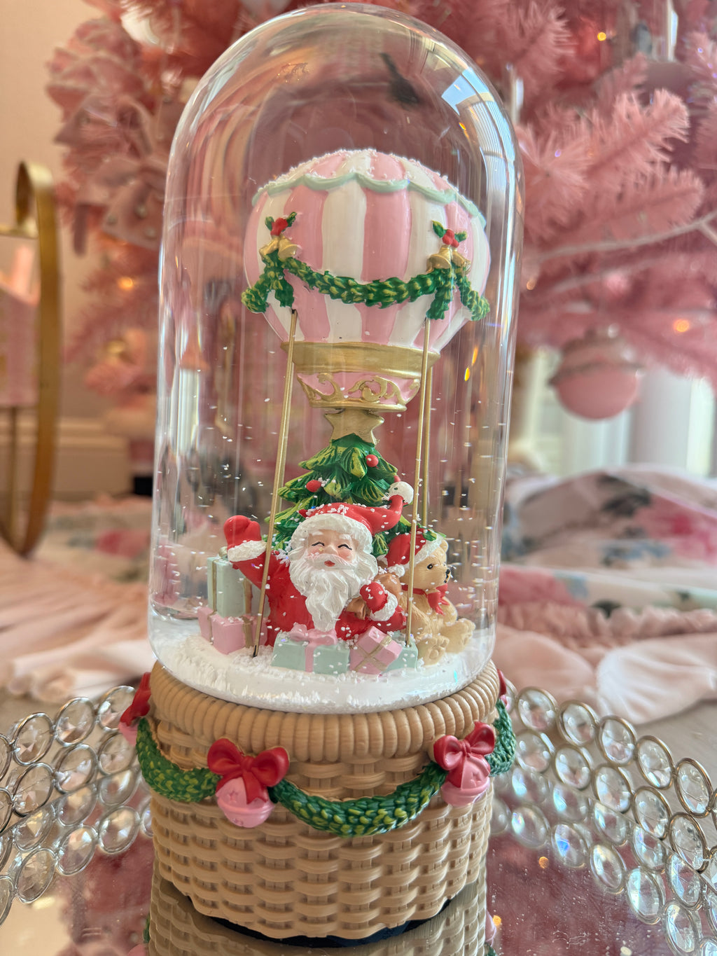 Santa on balloon musical water globe