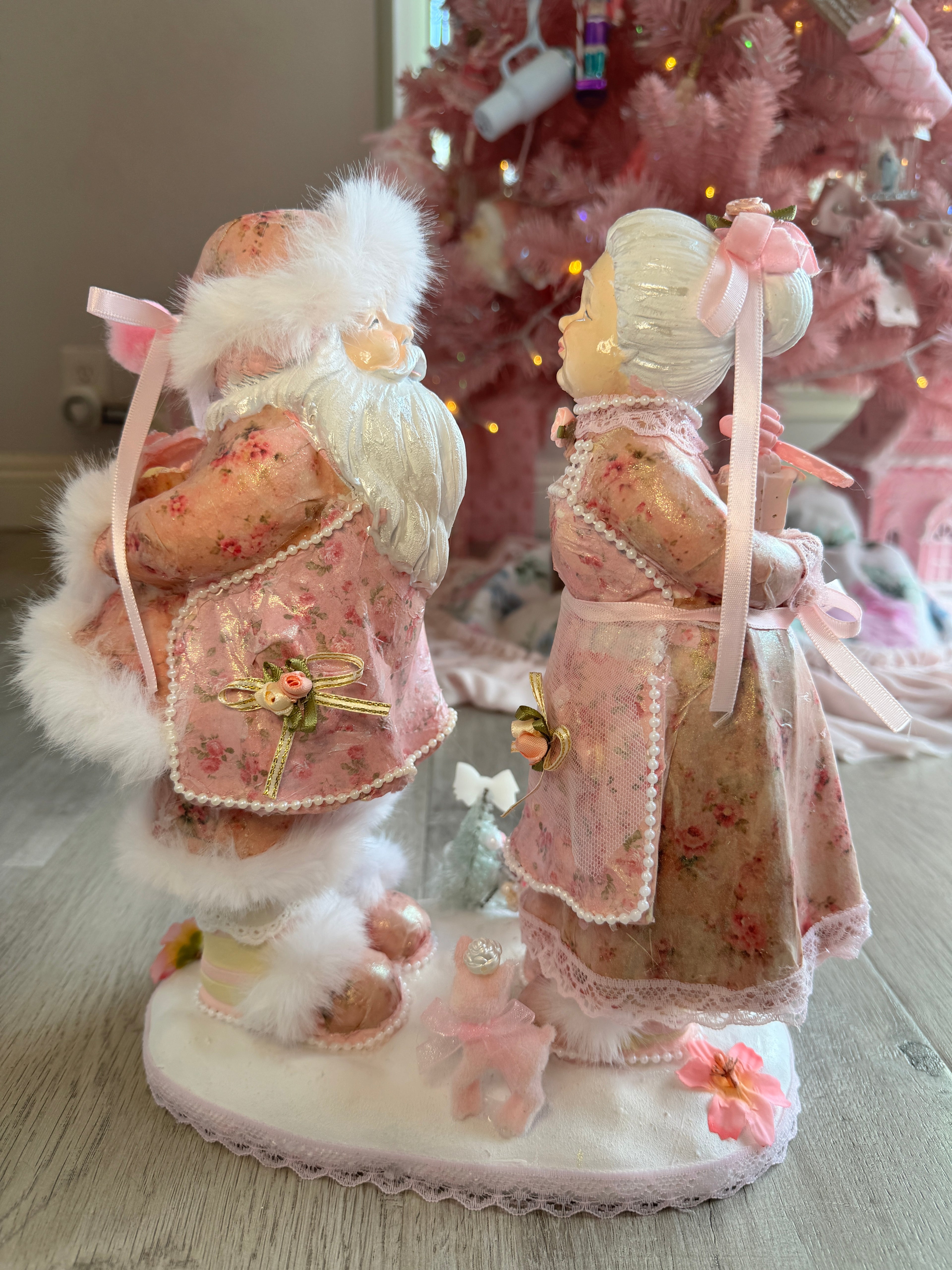 Pink Mr and Mrs Claus Special Edition Figurine