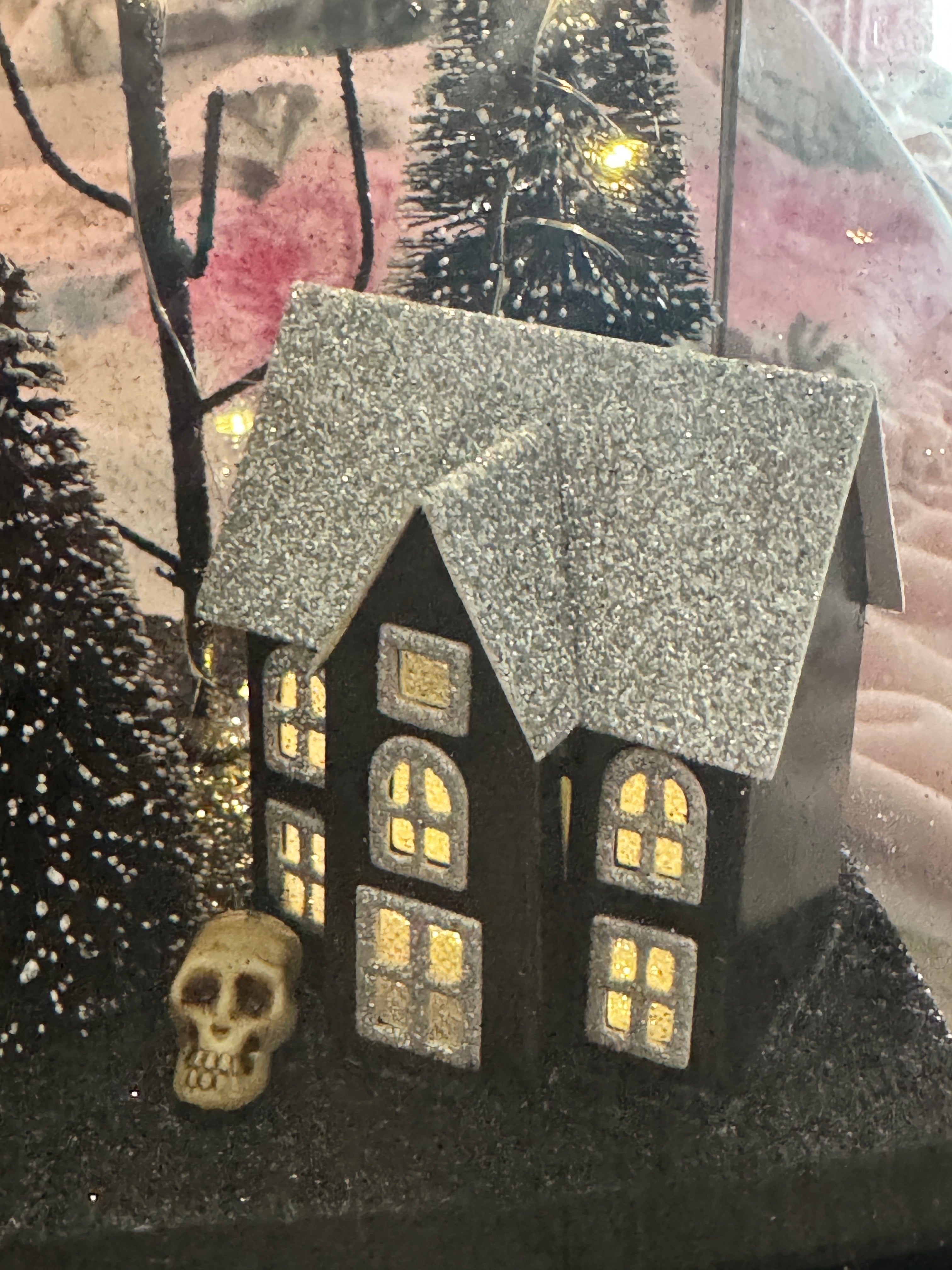 Halloween LED Houses on Glass terrarium