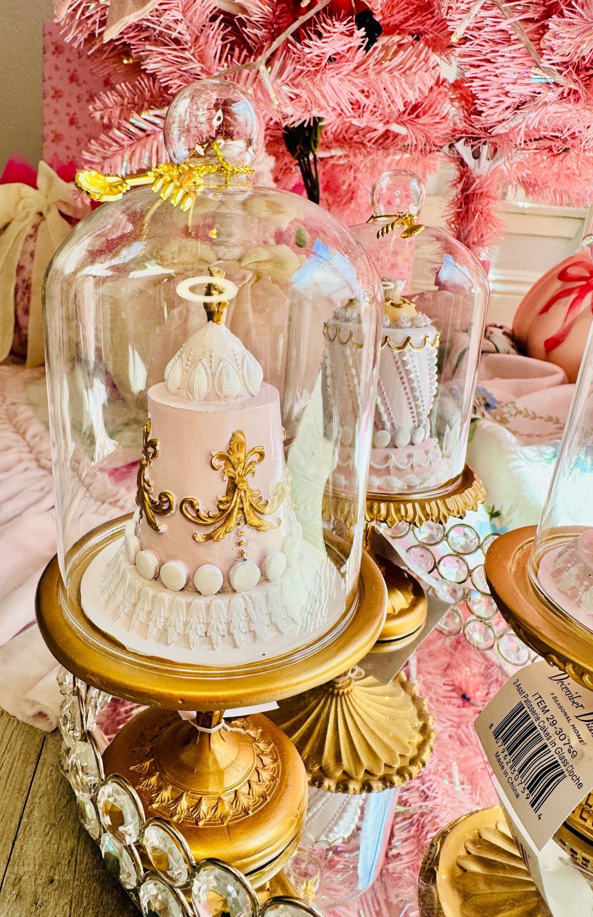 READY TO SHIP - 3 Asst Patisserie Cakes in Glass Cloche /Le Patisserie