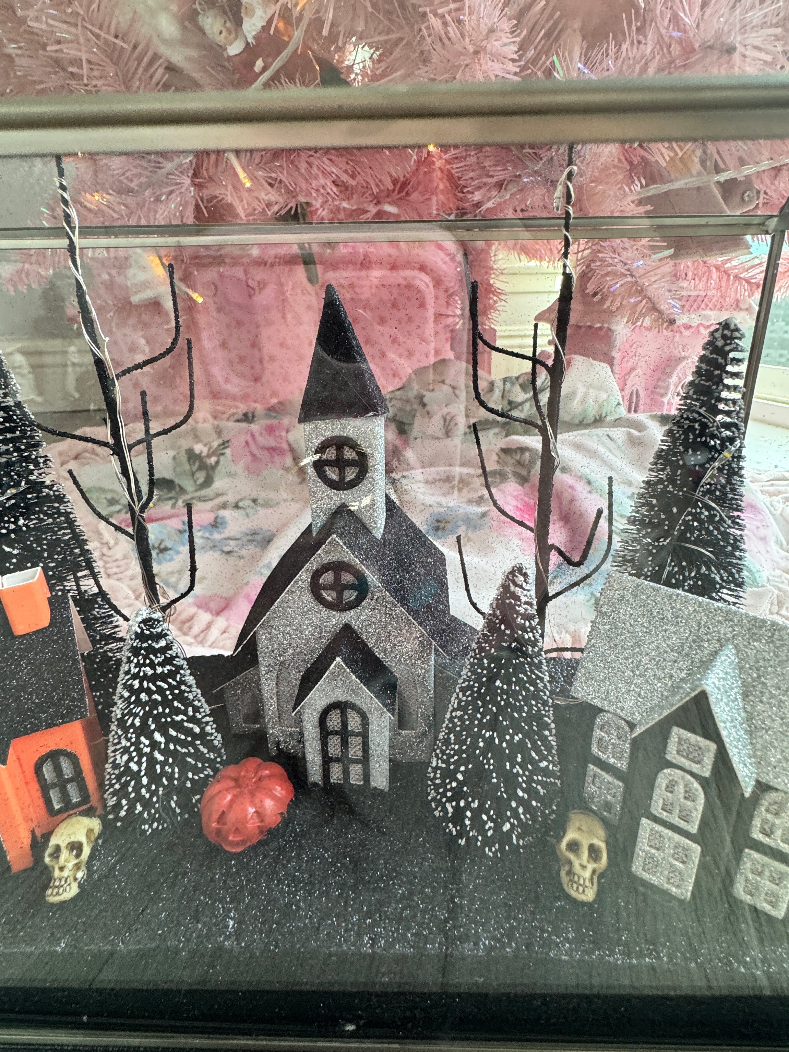 Halloween LED Houses on Glass terrarium