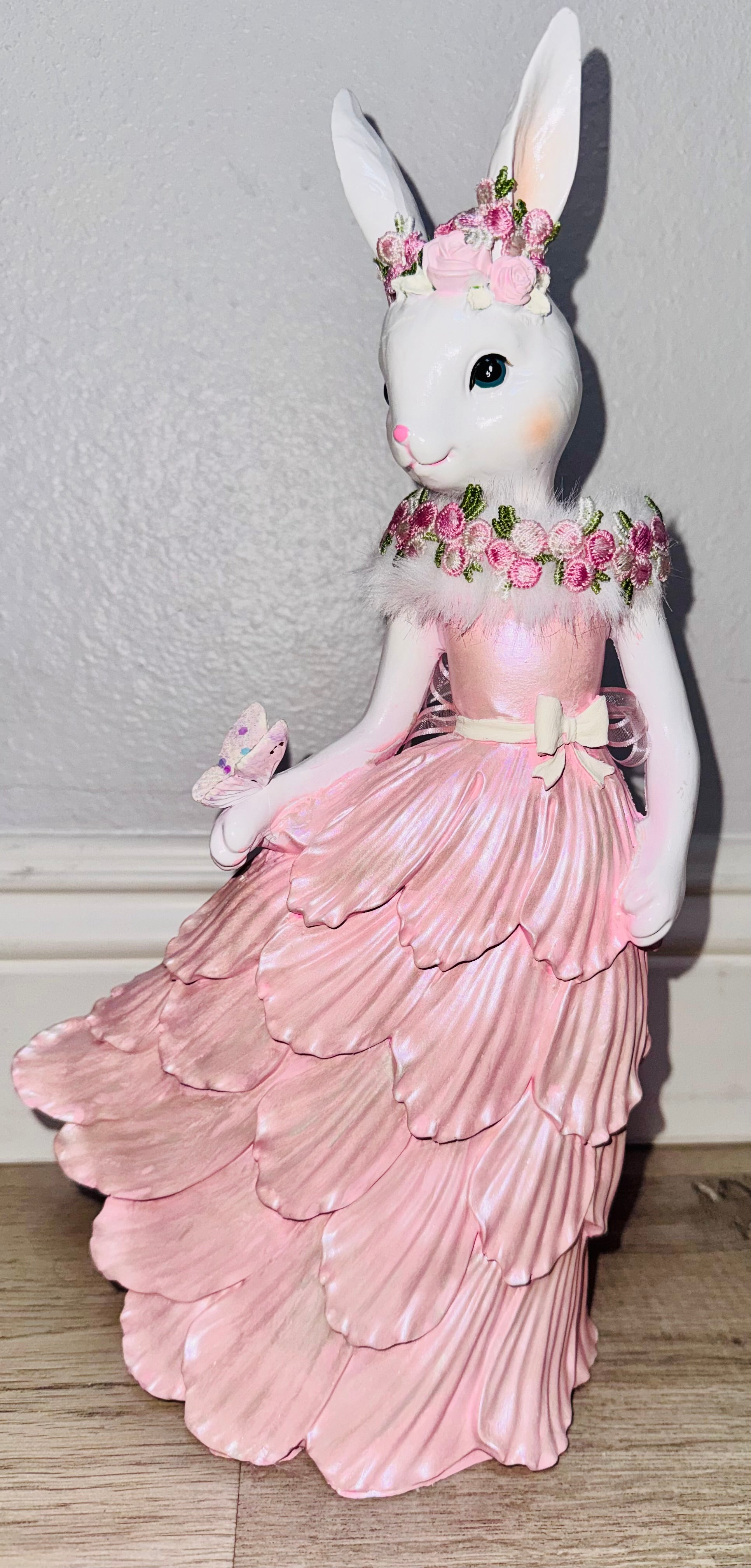 Pink Bunny Easter Figurine