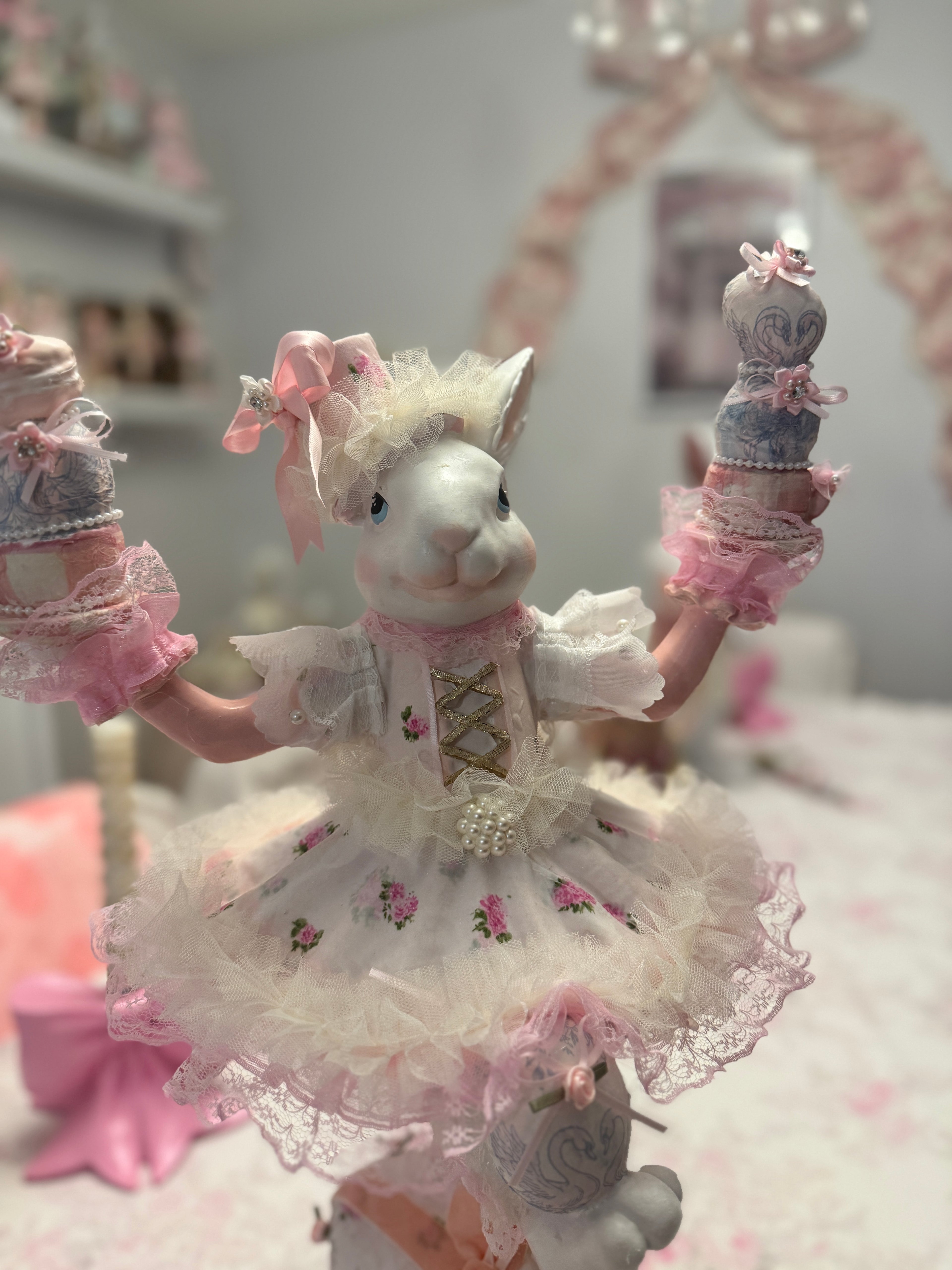 Bespoke Pink Bunny with eggs