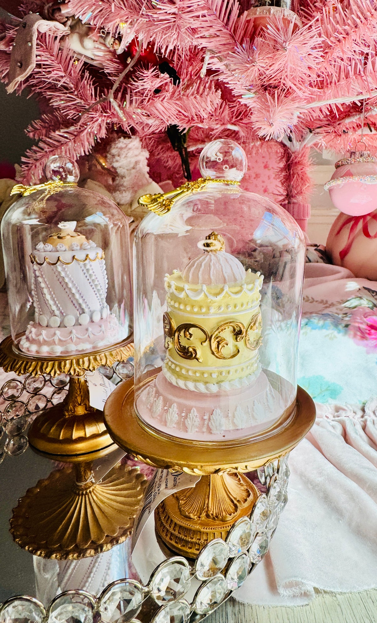 READY TO SHIP - 3 Asst Patisserie Cakes in Glass Cloche /Le Patisserie