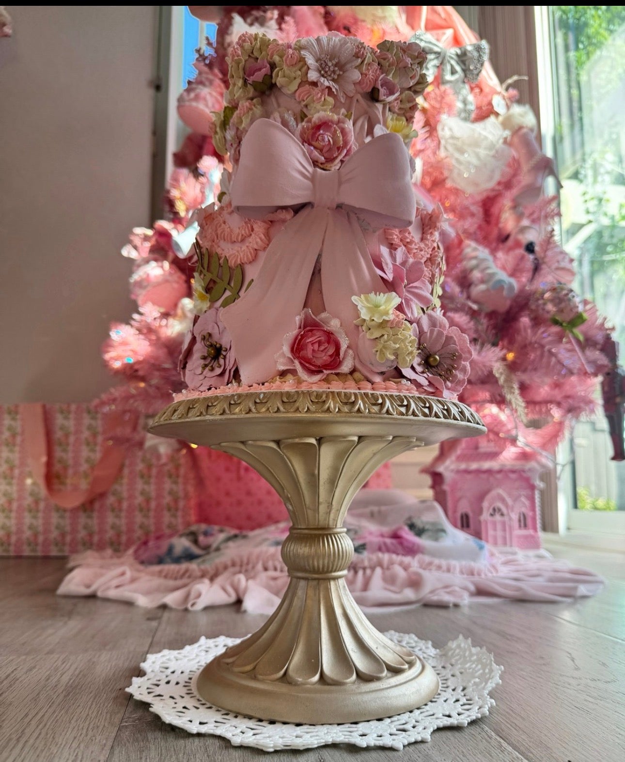Pink Custom Faux Floral Cake
