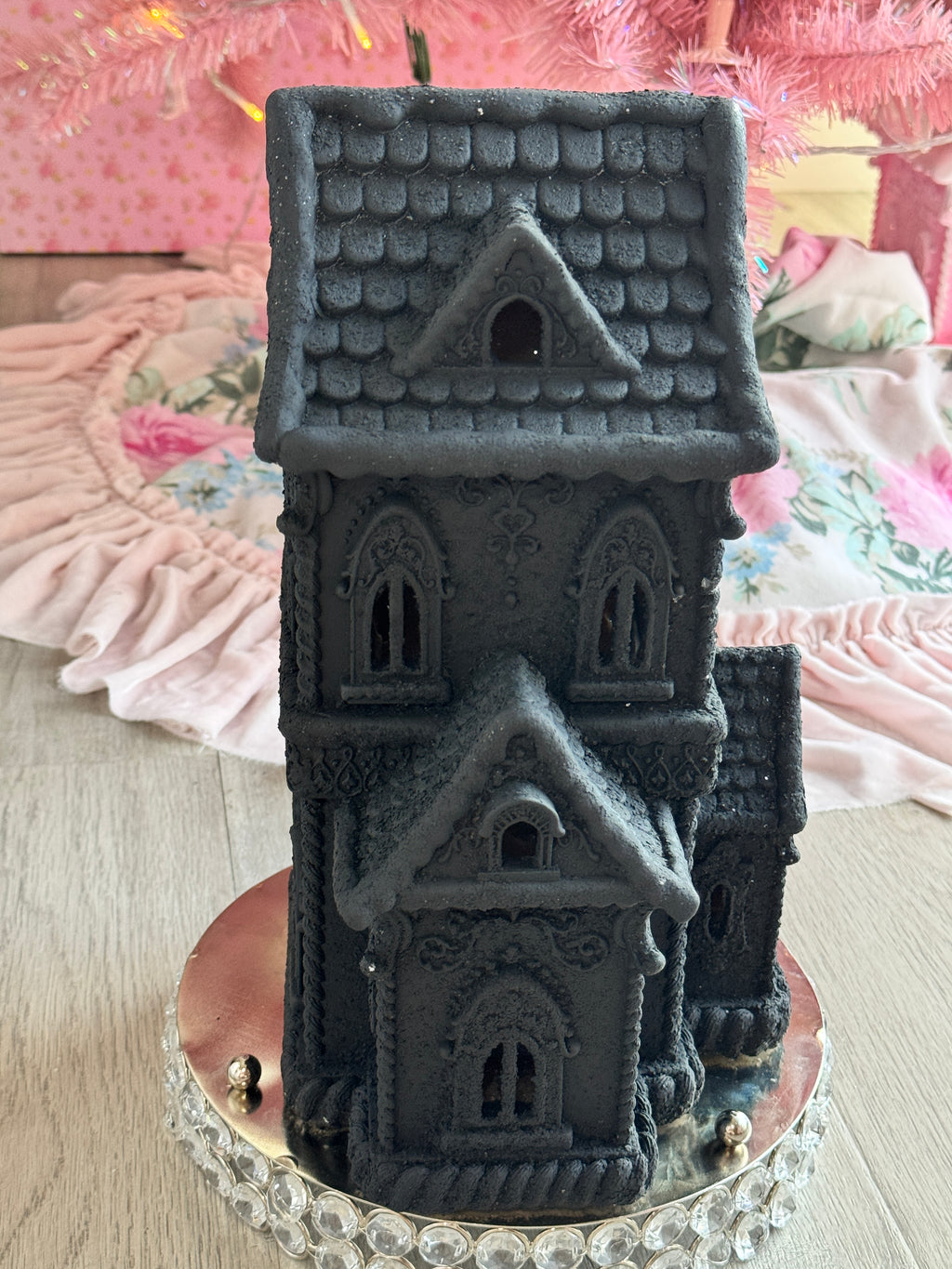LED Black Halloween Gingerbread House