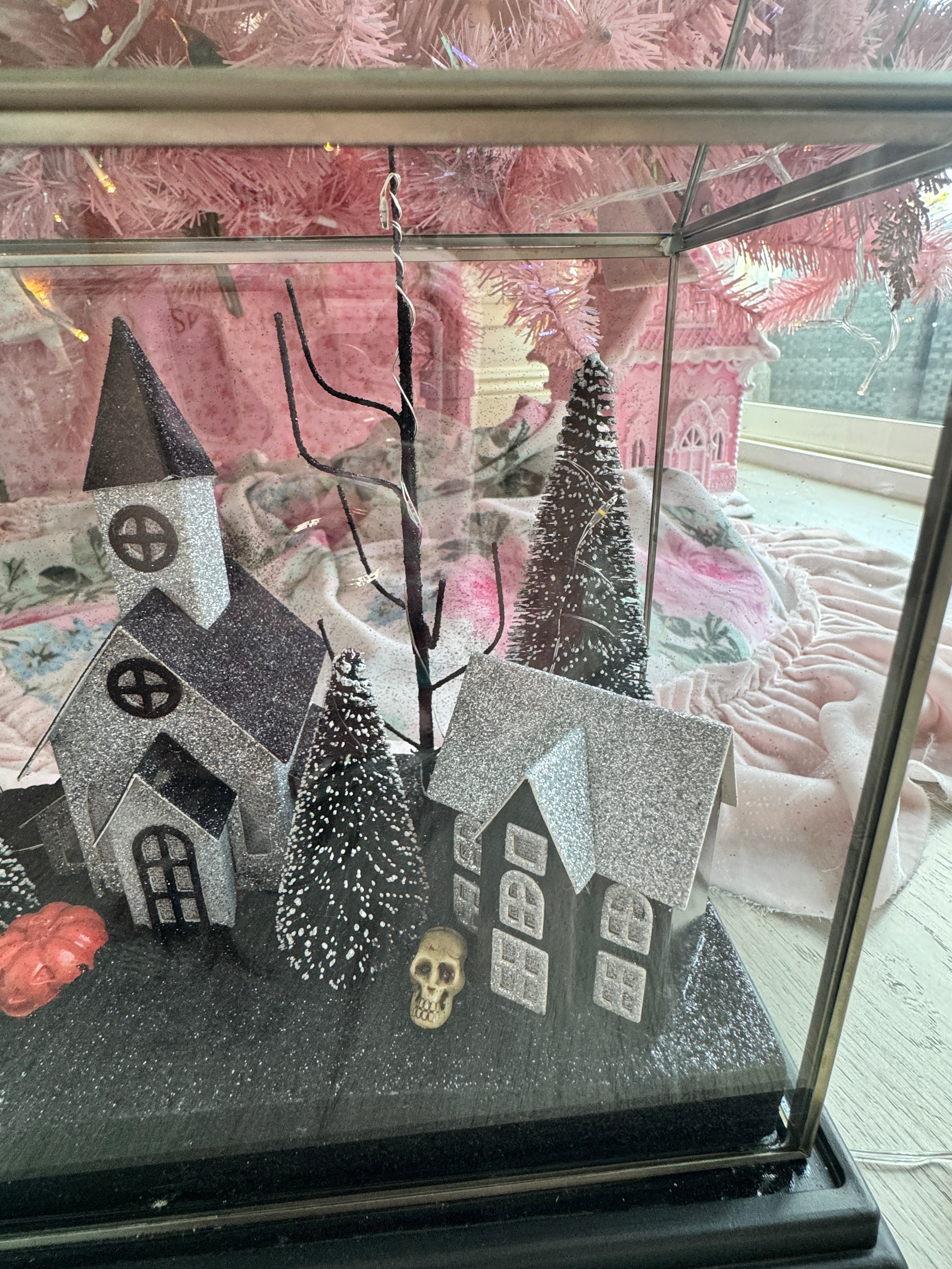 Halloween LED Houses on Glass terrarium