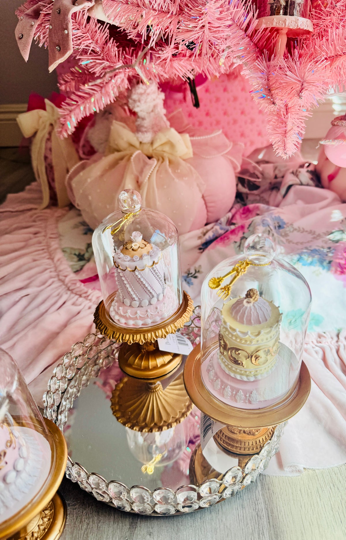 READY TO SHIP - 3 Asst Patisserie Cakes in Glass Cloche /Le Patisserie