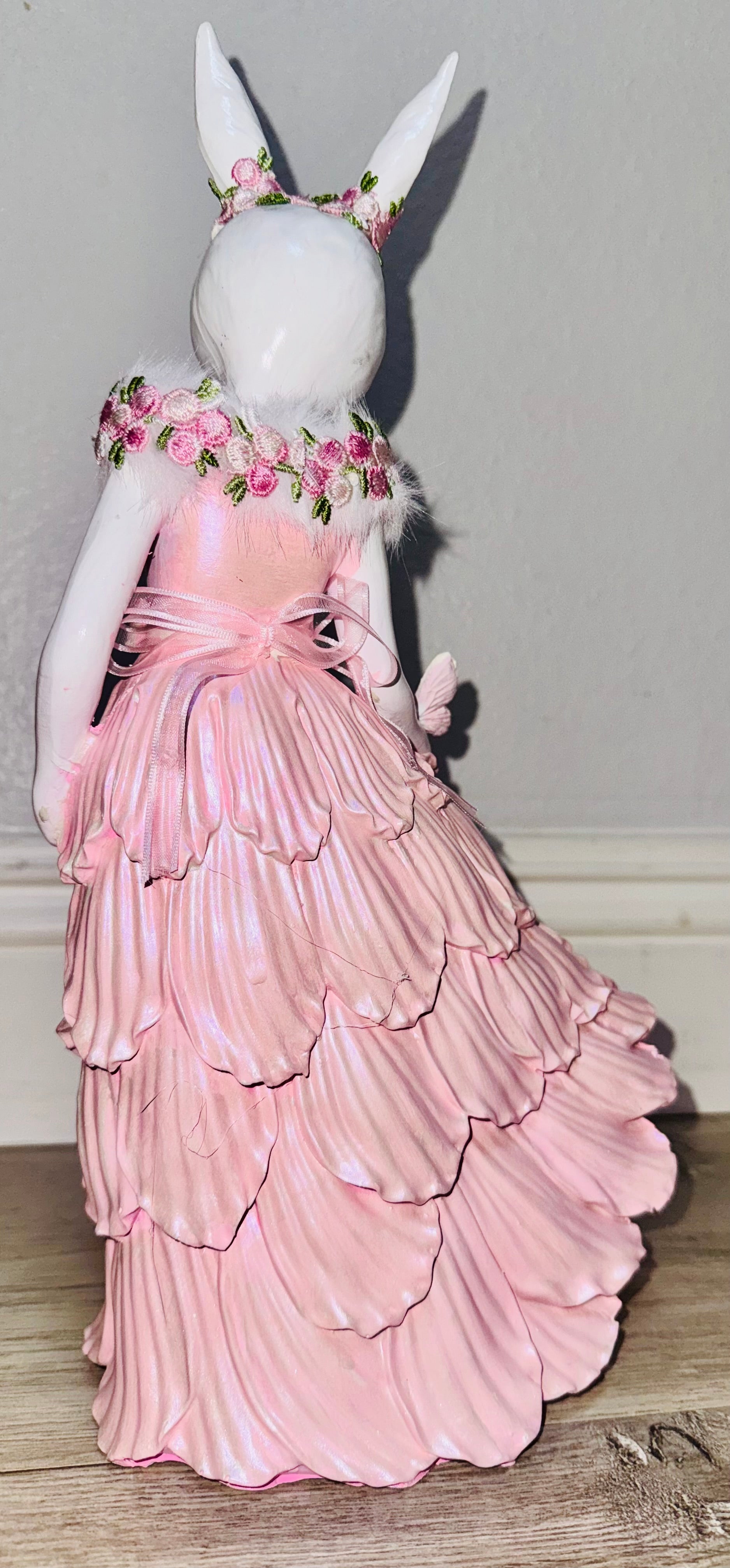 Pink Bunny Easter Figurine