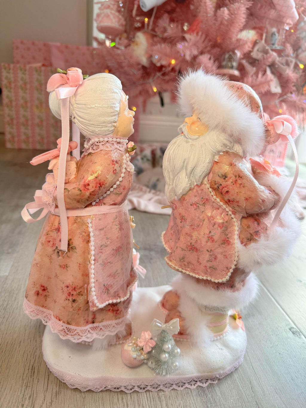Pink Mr and Mrs Claus Special Edition Figurine