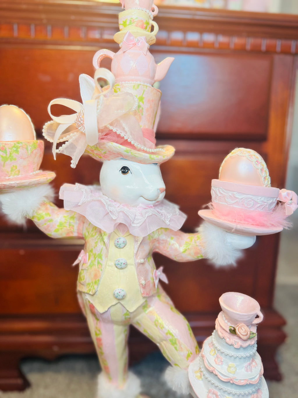Unique Bespoke Bunny juggling cups and teapot