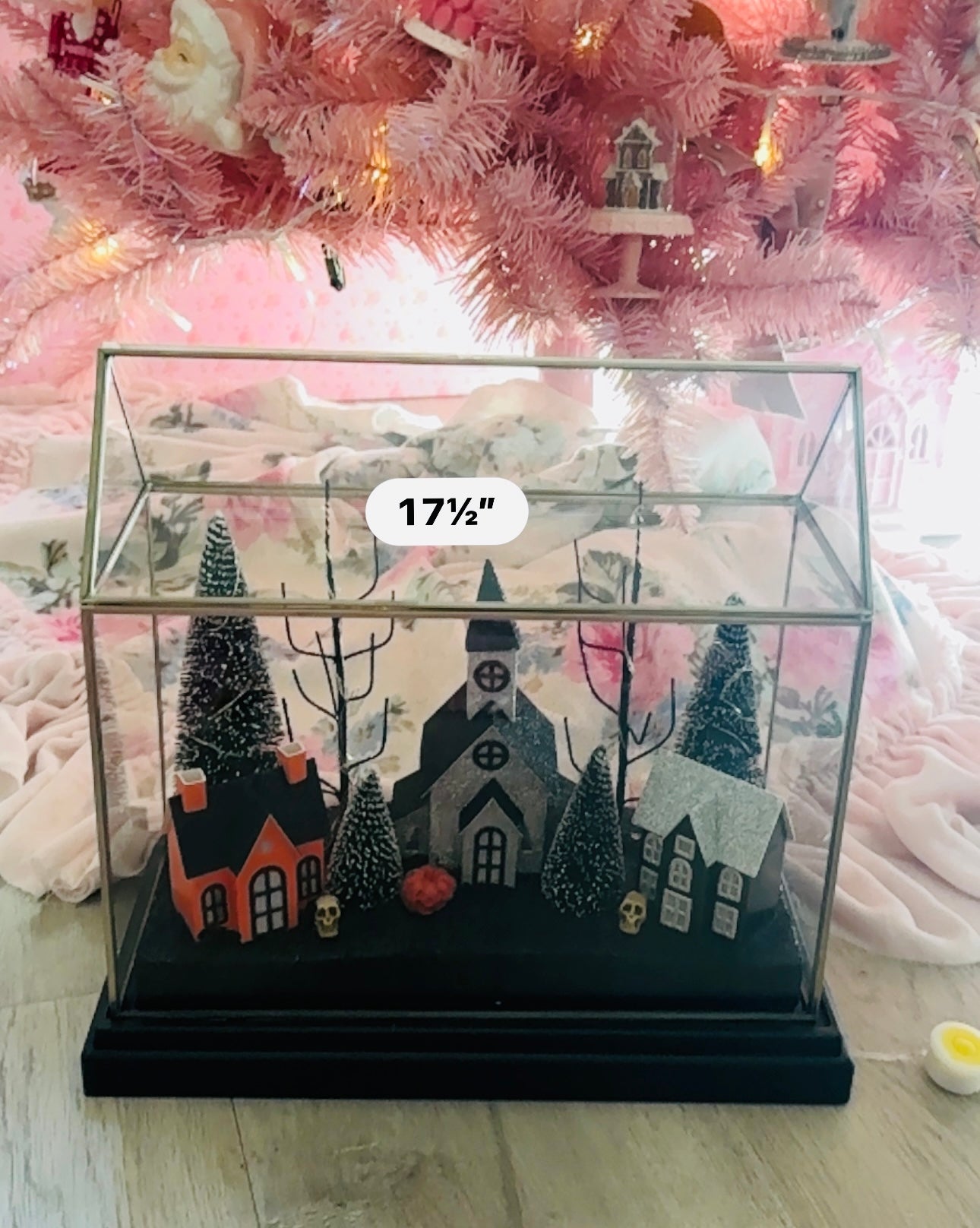 Halloween LED Houses on Glass terrarium