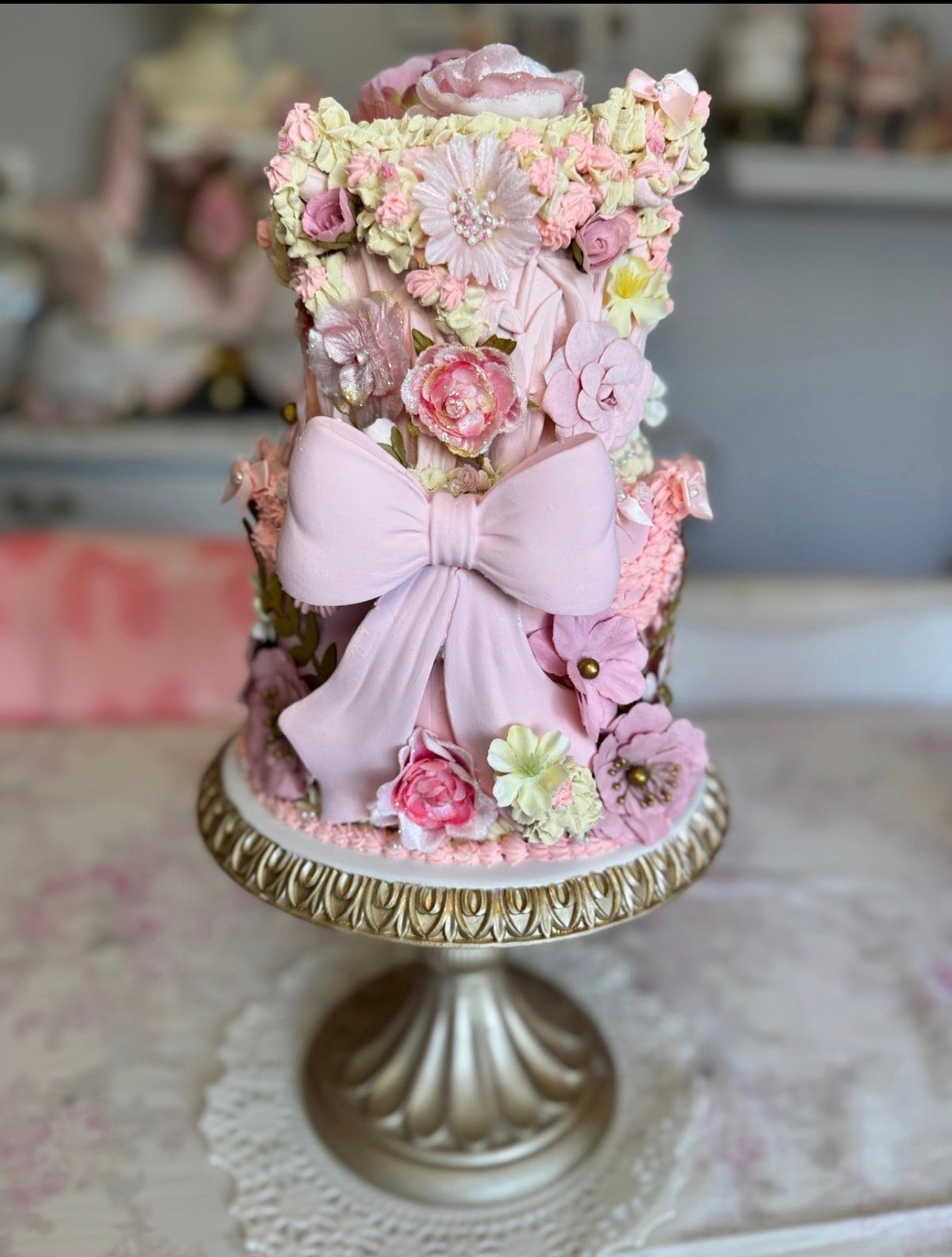 Pink Custom Faux Floral Cake