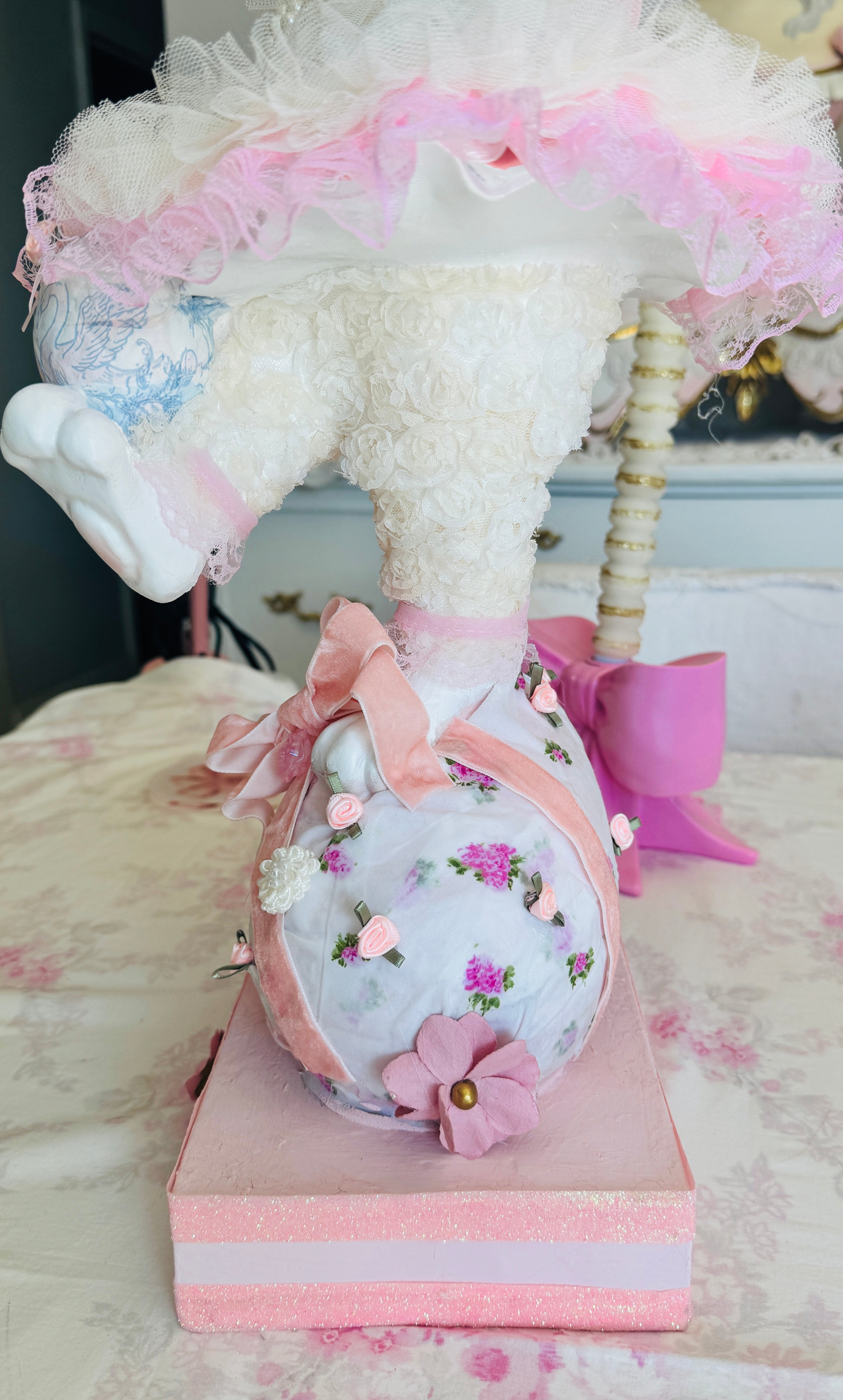 Bespoke Pink Bunny with eggs