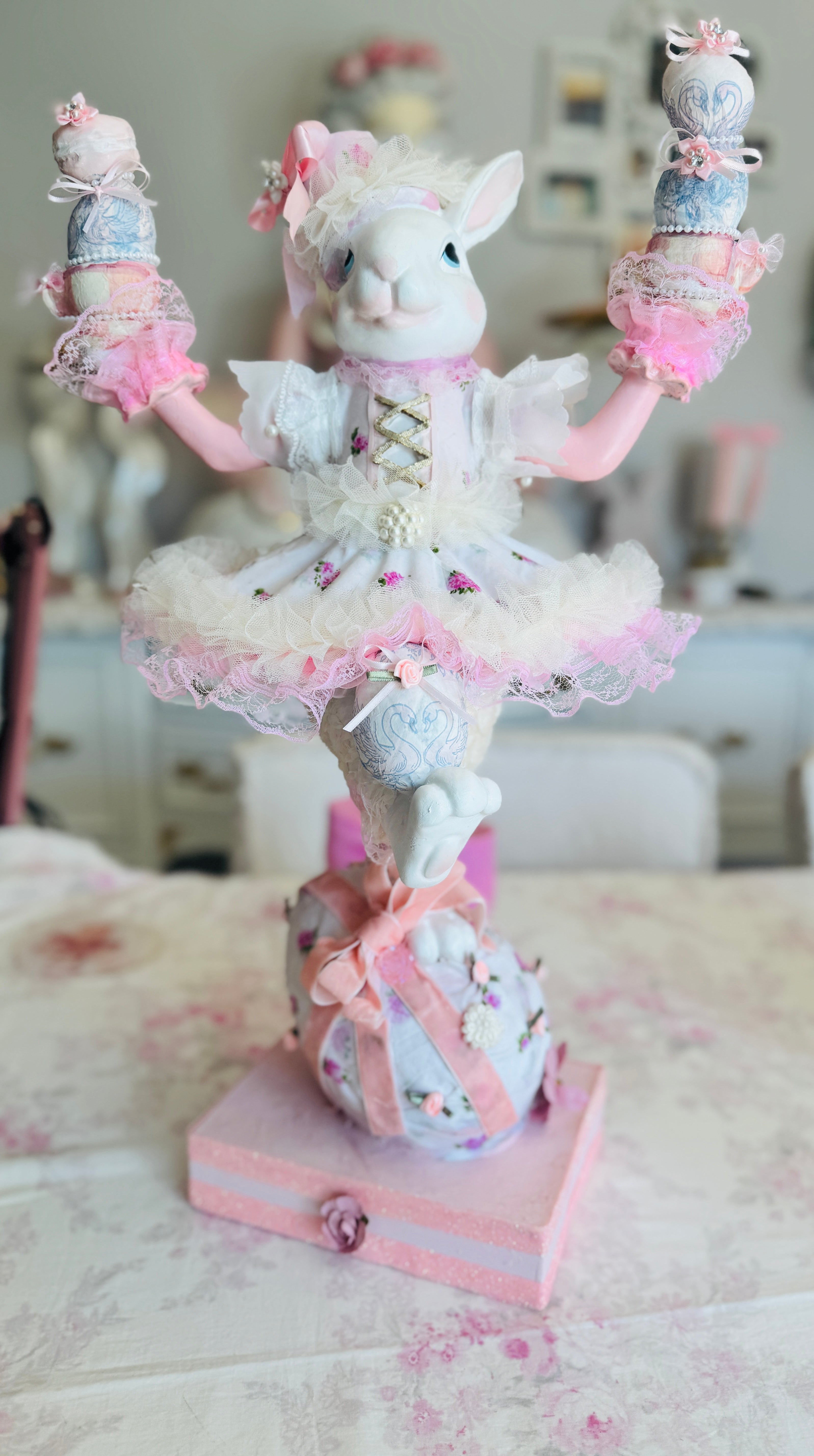 Bespoke Pink Bunny with eggs