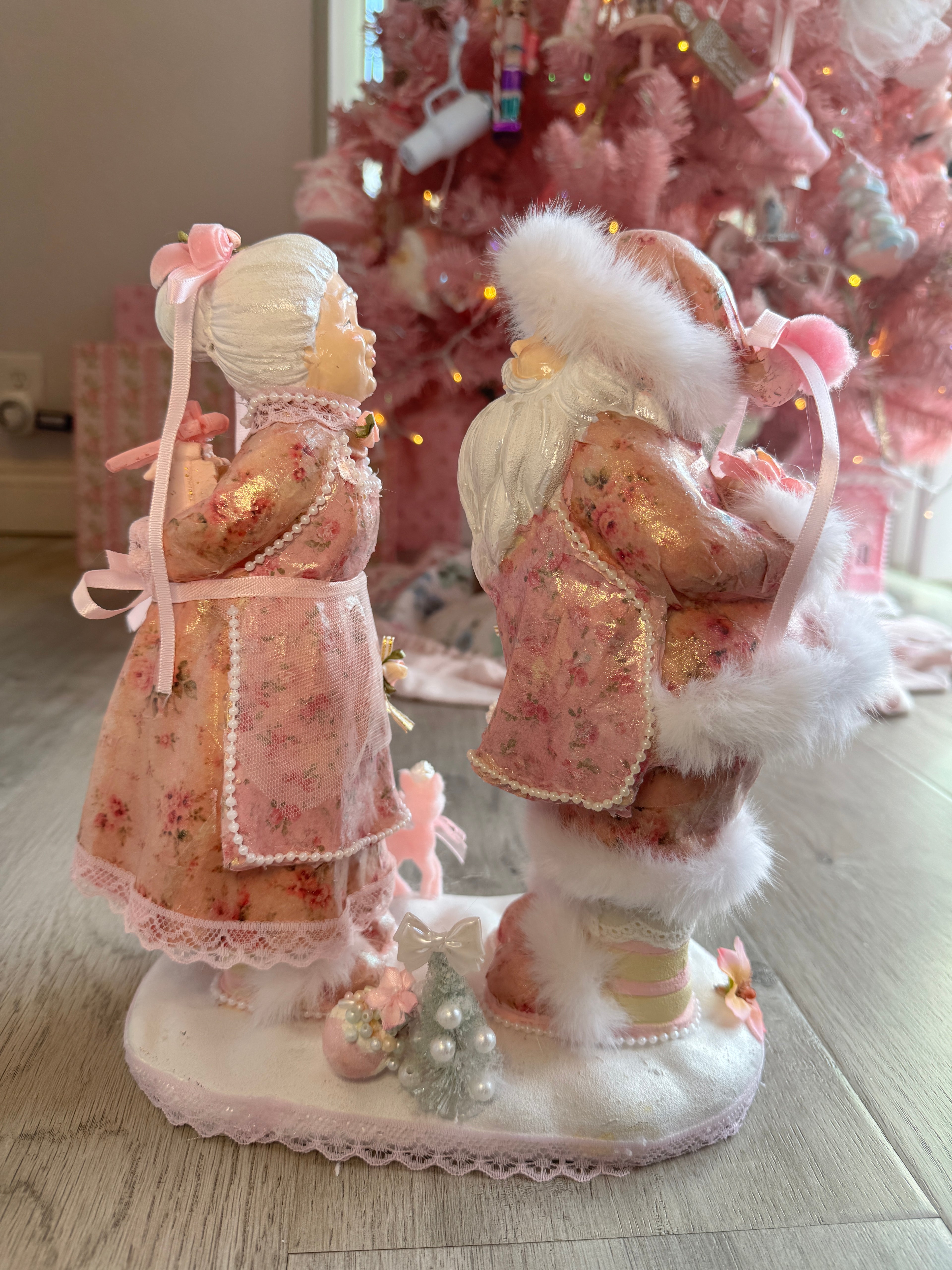 Pink Mr and Mrs Claus Special Edition Figurine