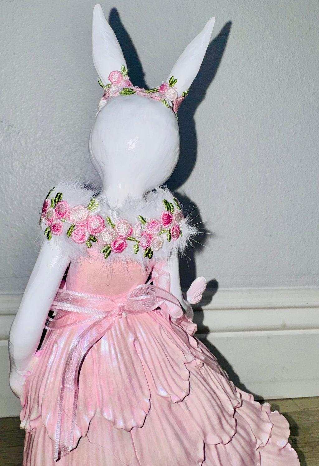 Pink Bunny Easter Figurine
