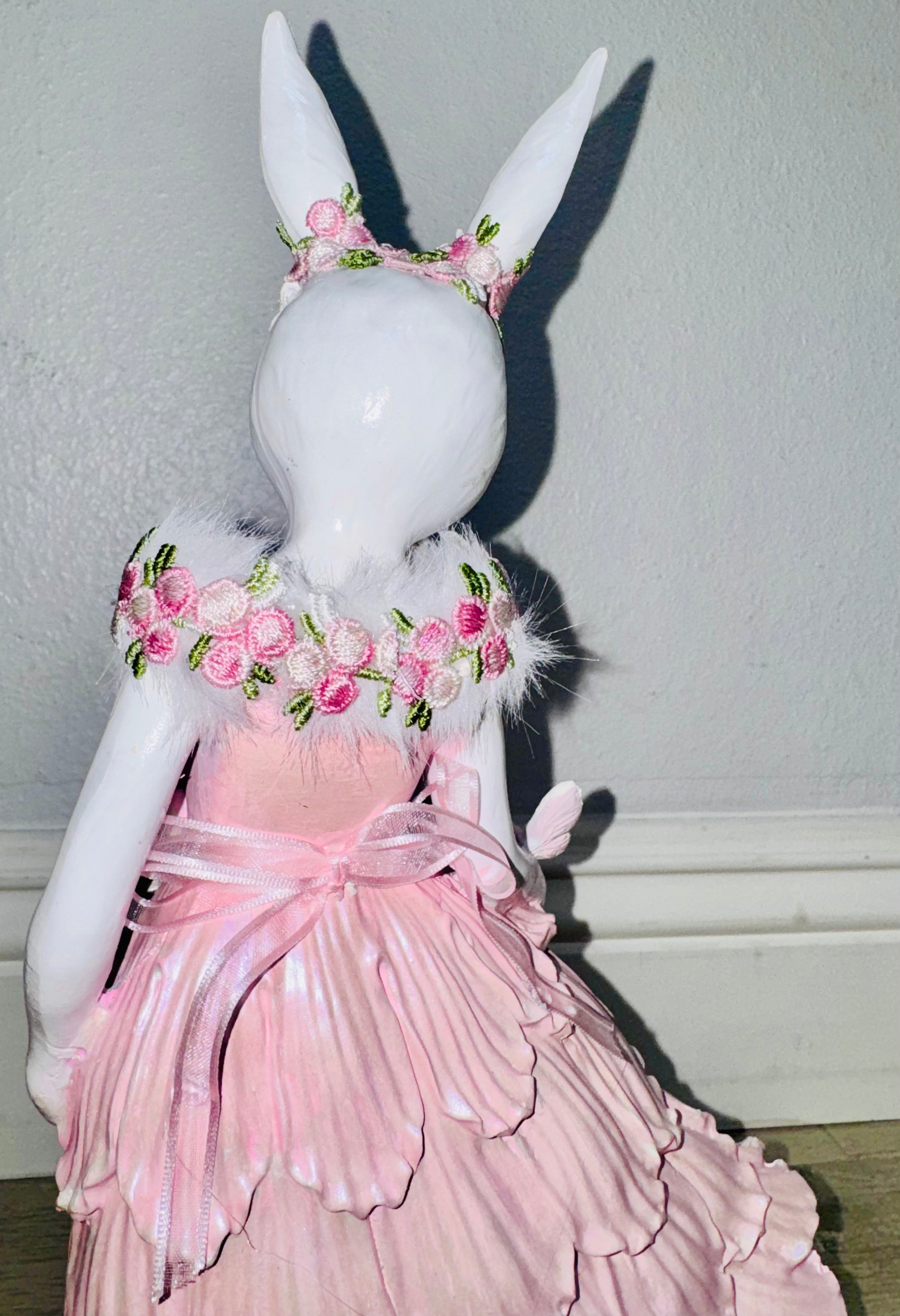 Pink Bunny Easter Figurine