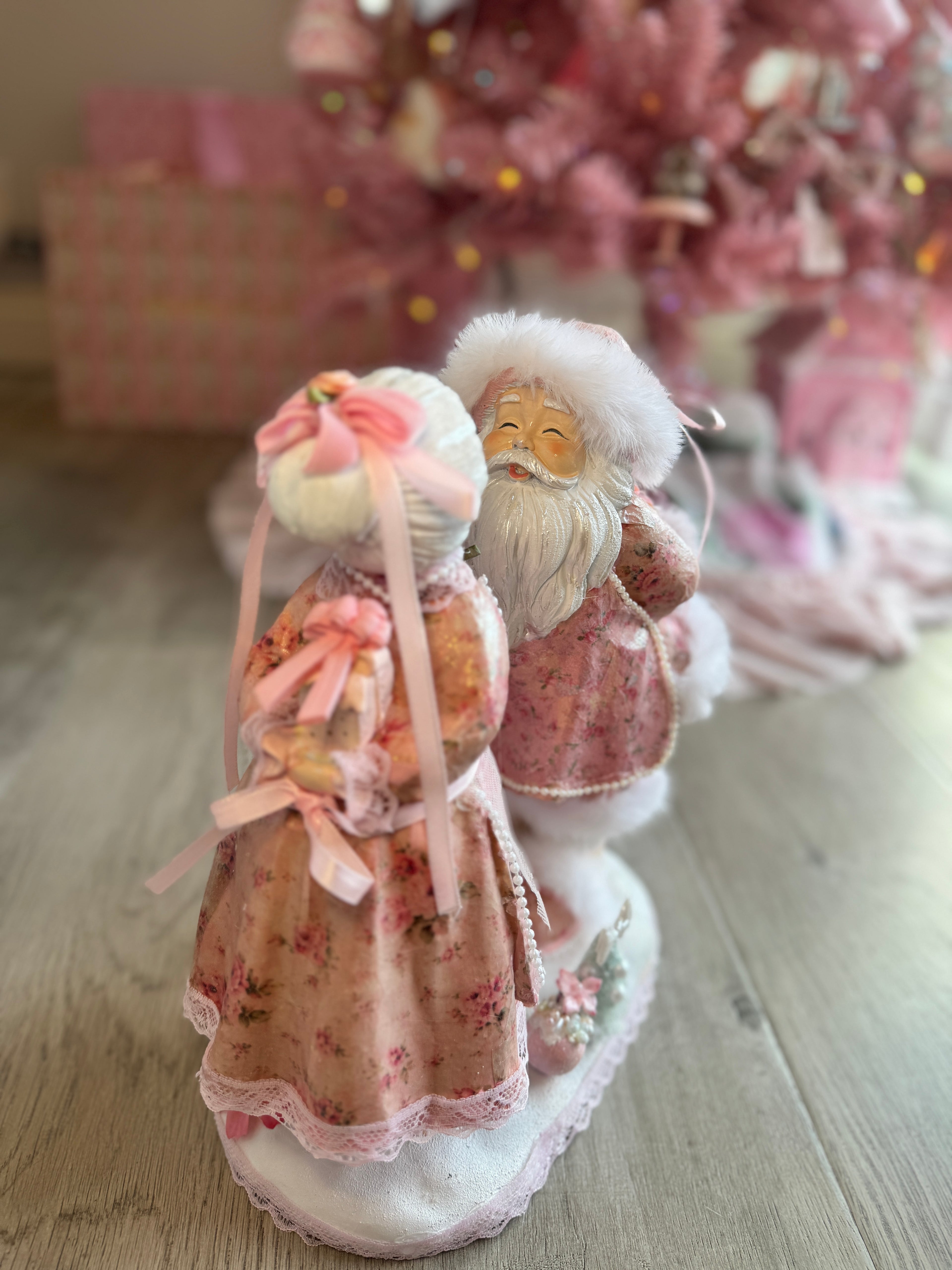 Pink Mr and Mrs Claus Special Edition Figurine
