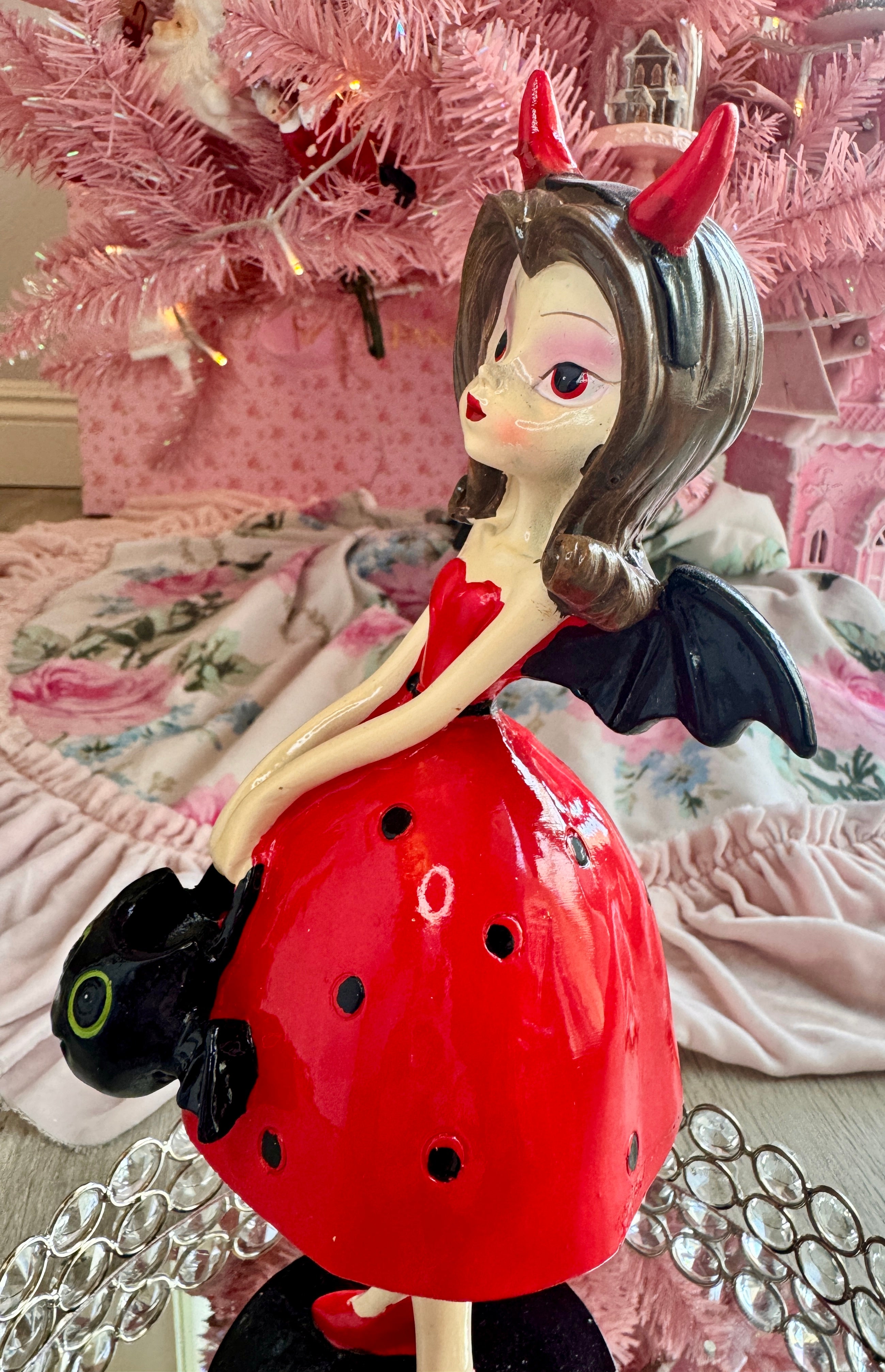 Halloween Girl with bat wings figurine