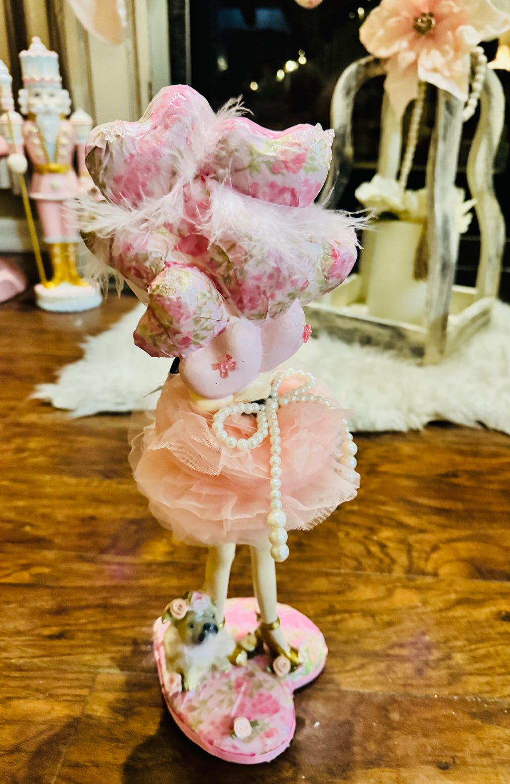 Pink Girl Holding Balloons figurine