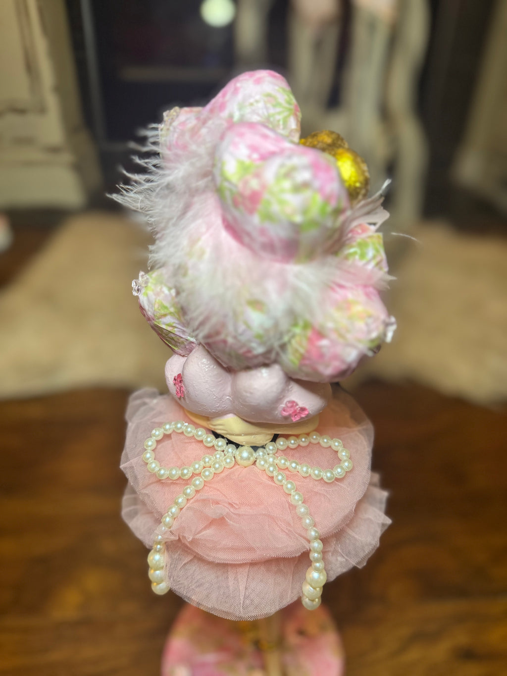 Pink Girl Holding Balloons figurine