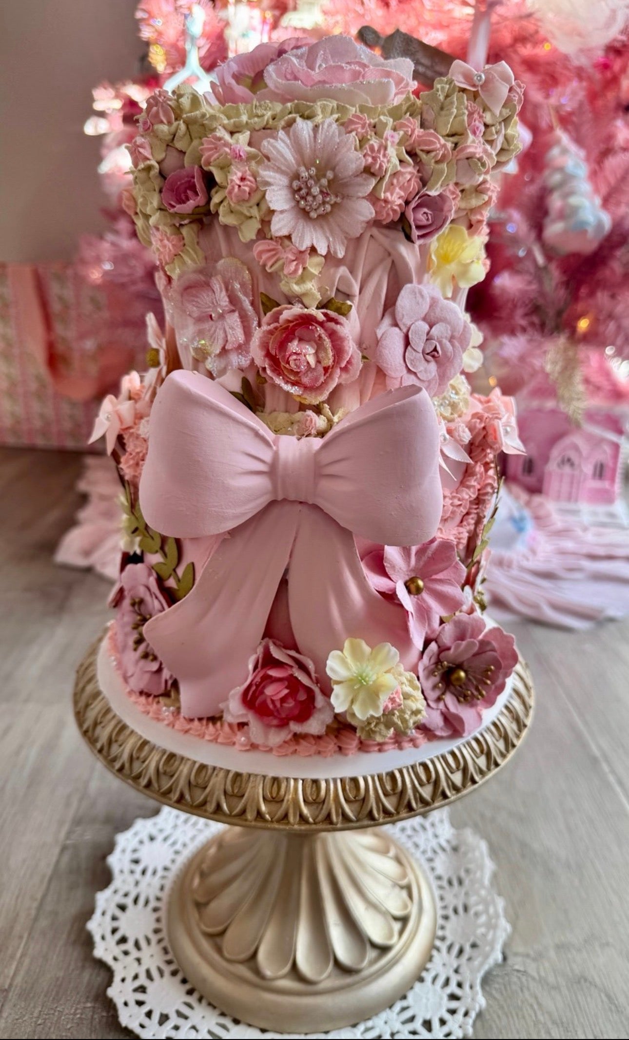 Pink Custom Faux Floral Cake
