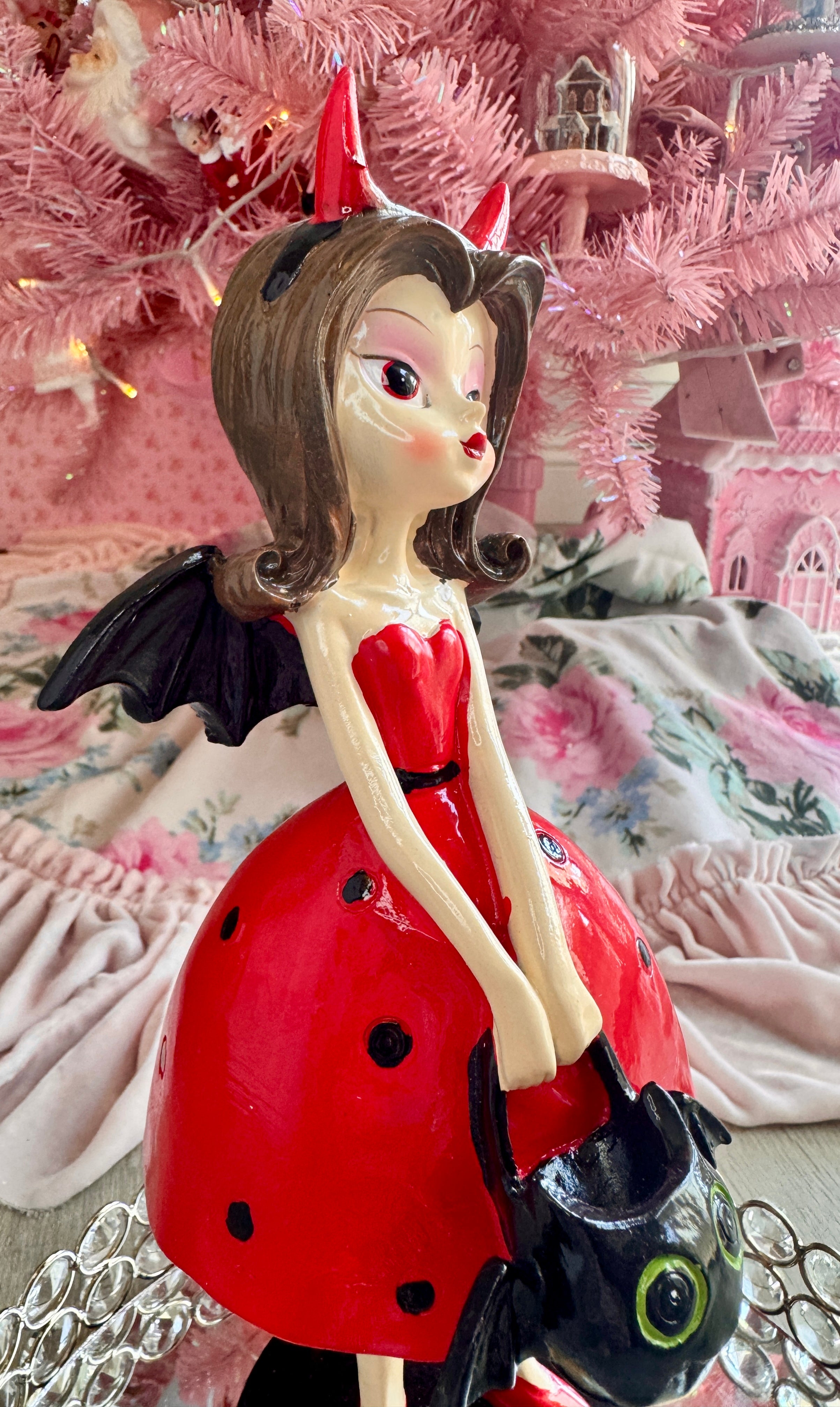 Halloween Girl with bat wings figurine