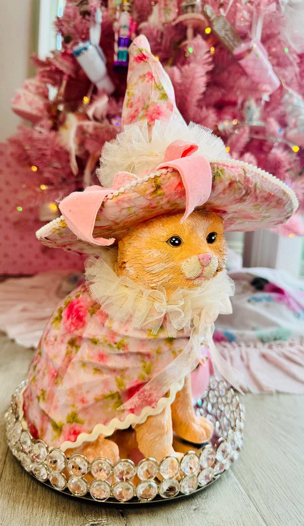 Pink Custom Halloween Cat With LED cauldron