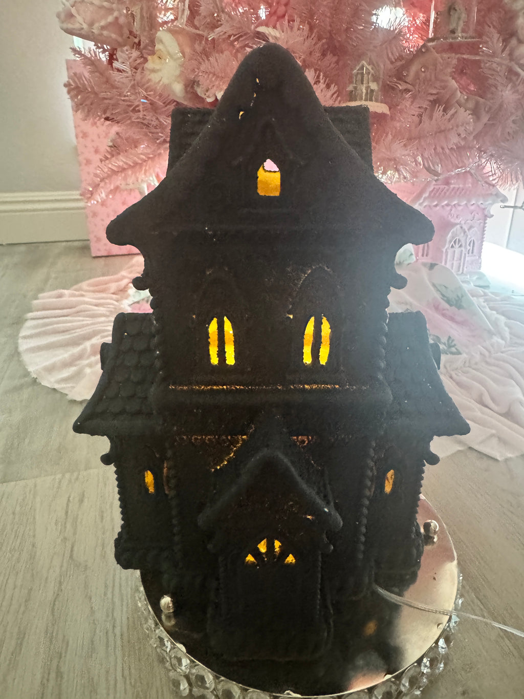 LED Black Halloween Gingerbread House