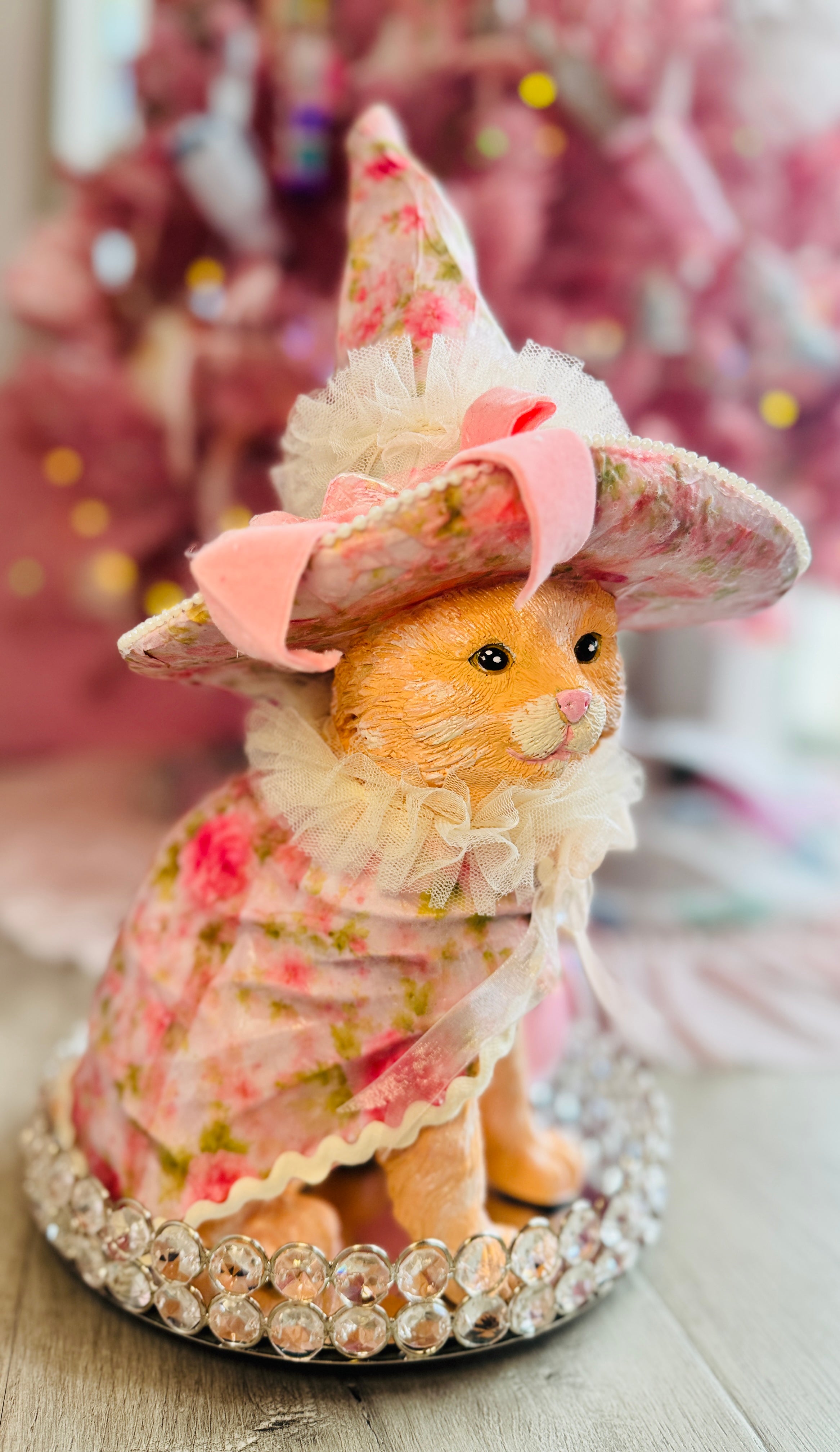 Pink Custom Halloween Cat With LED cauldron