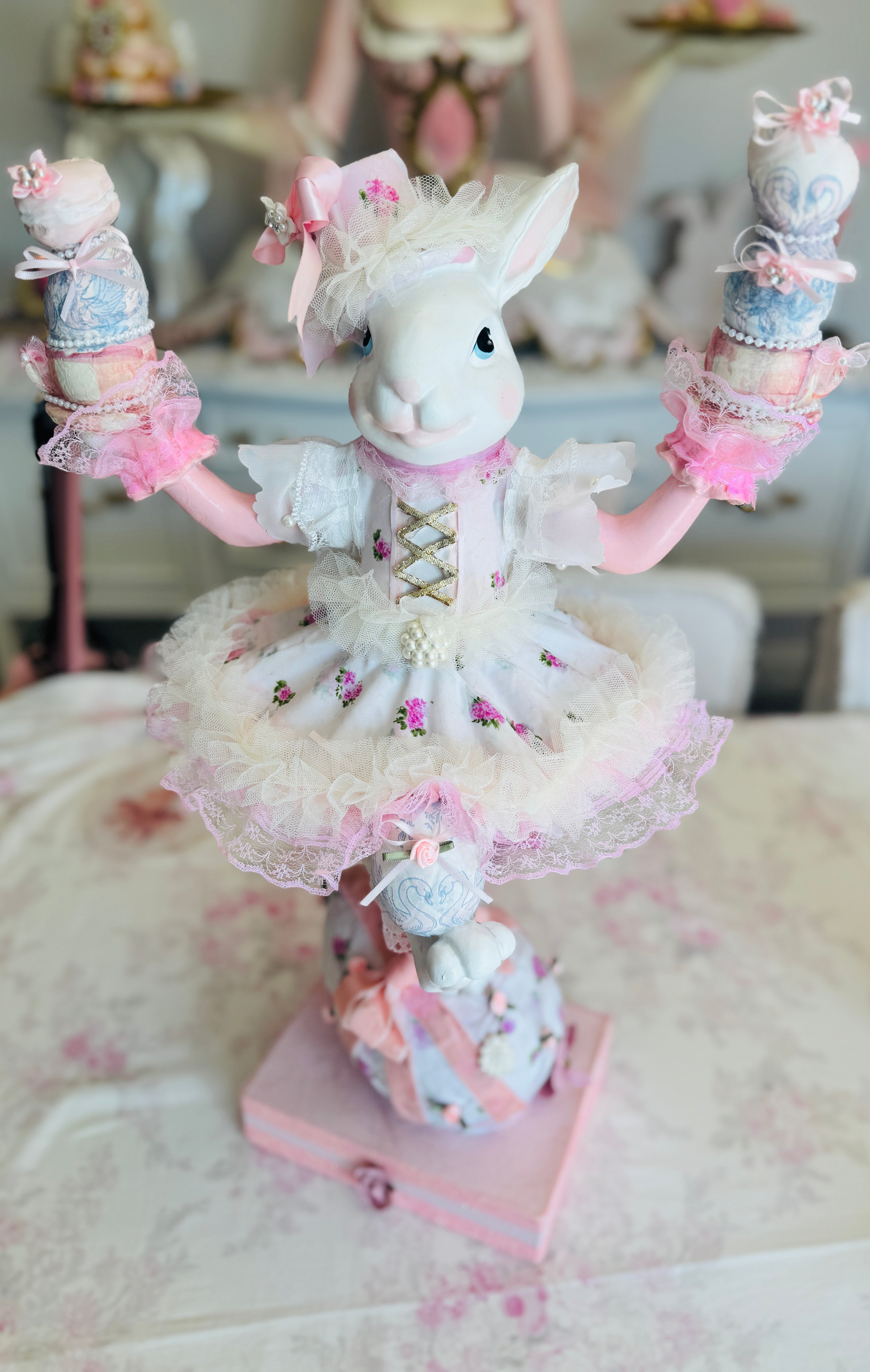 Bespoke Pink Bunny with eggs