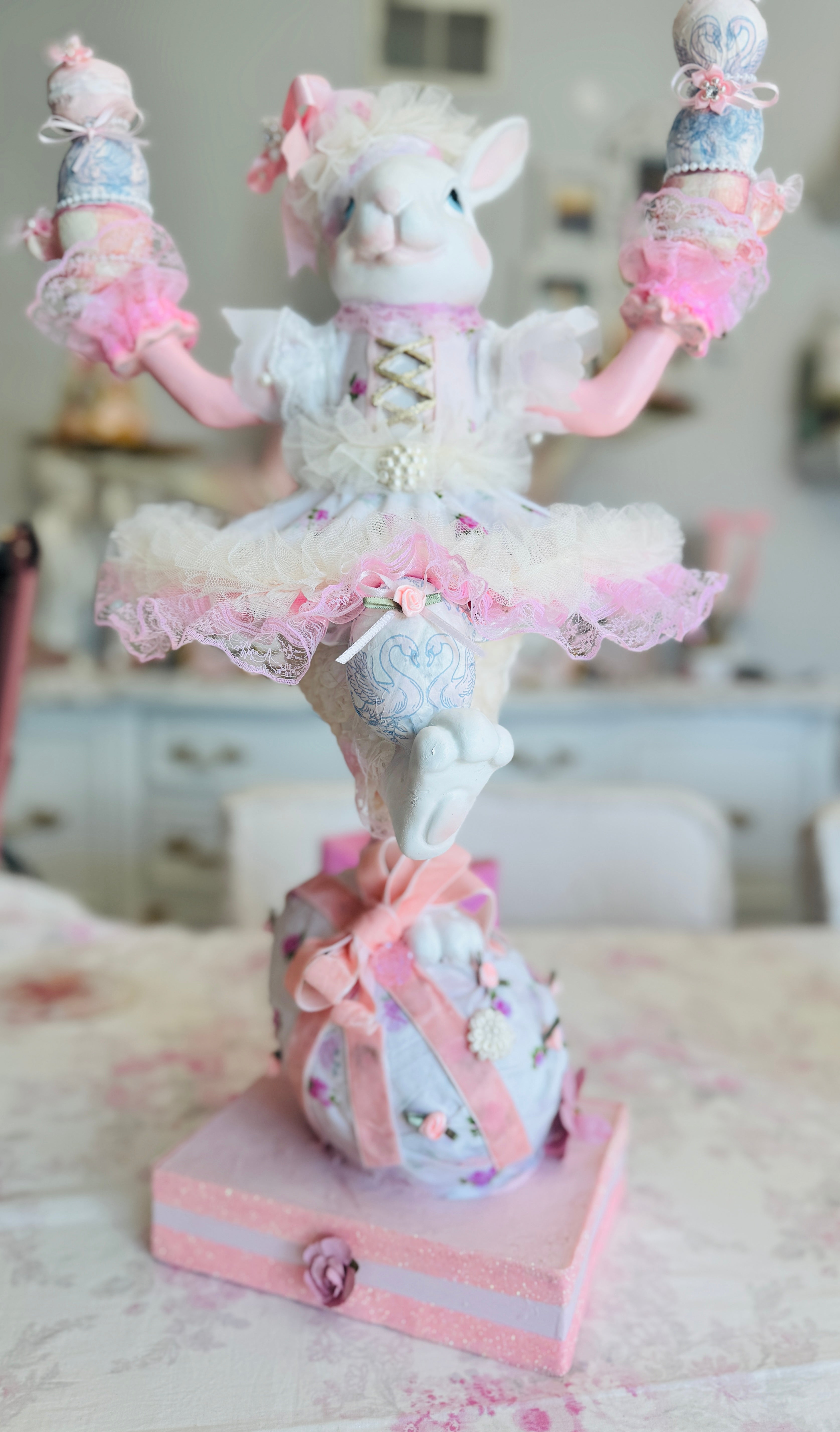 Bespoke Pink Bunny with eggs