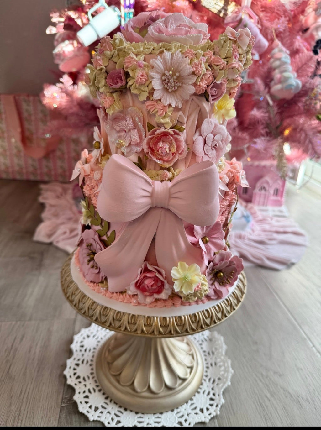 Pink Custom Faux Floral Cake