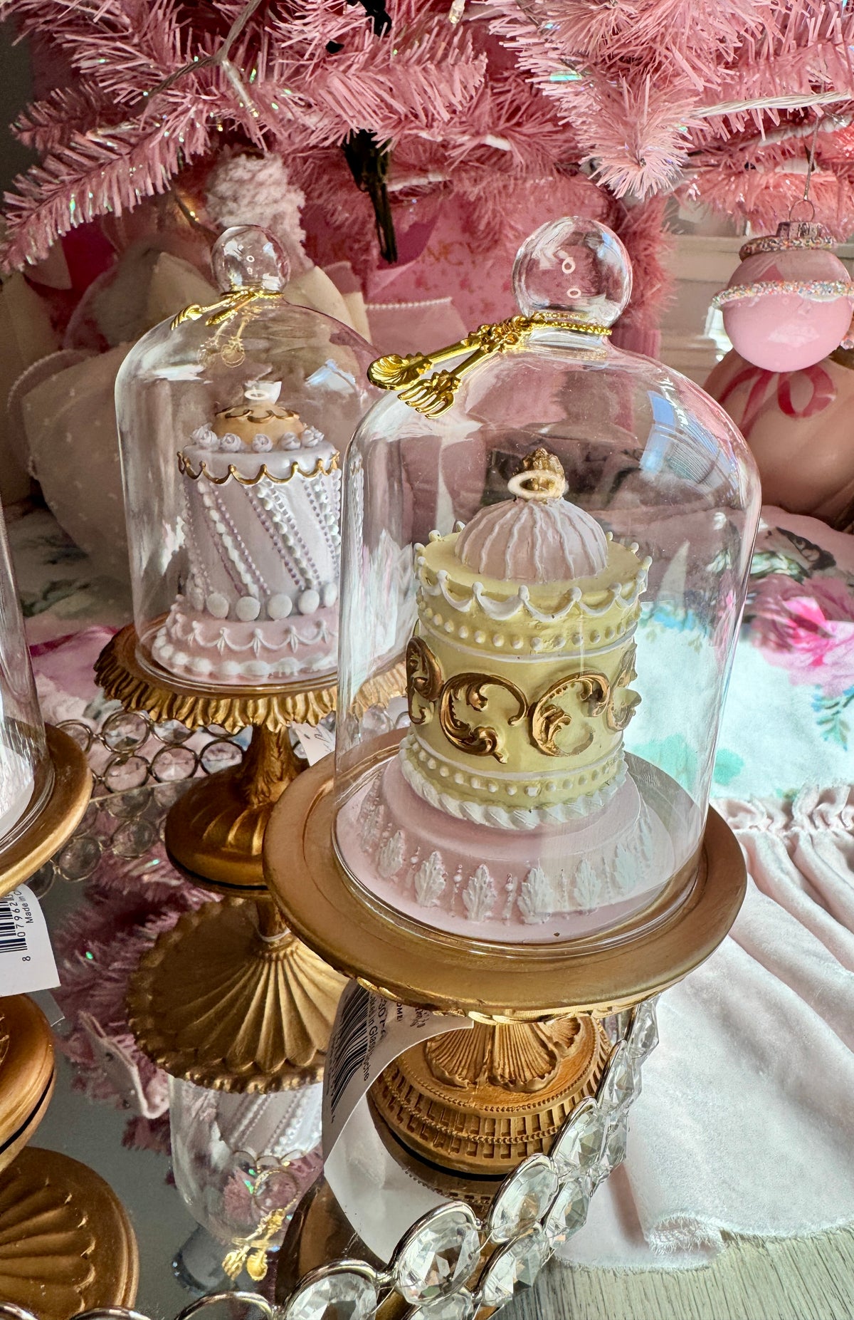 READY TO SHIP - 3 Asst Patisserie Cakes in Glass Cloche /Le Patisserie