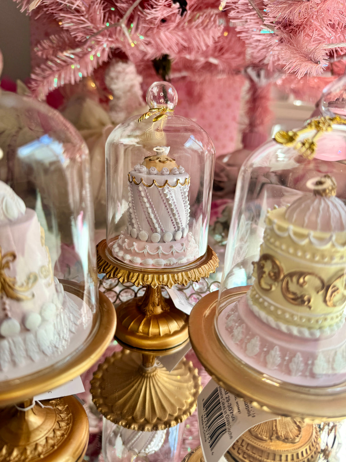 READY TO SHIP - 3 Asst Patisserie Cakes in Glass Cloche /Le Patisserie