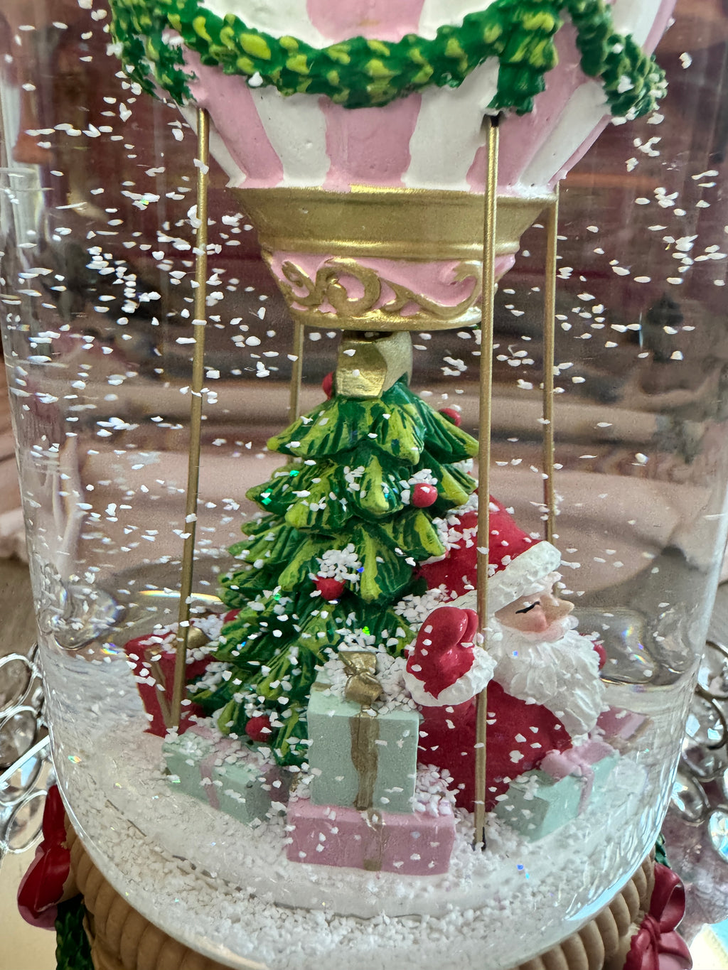 Santa on balloon musical water globe