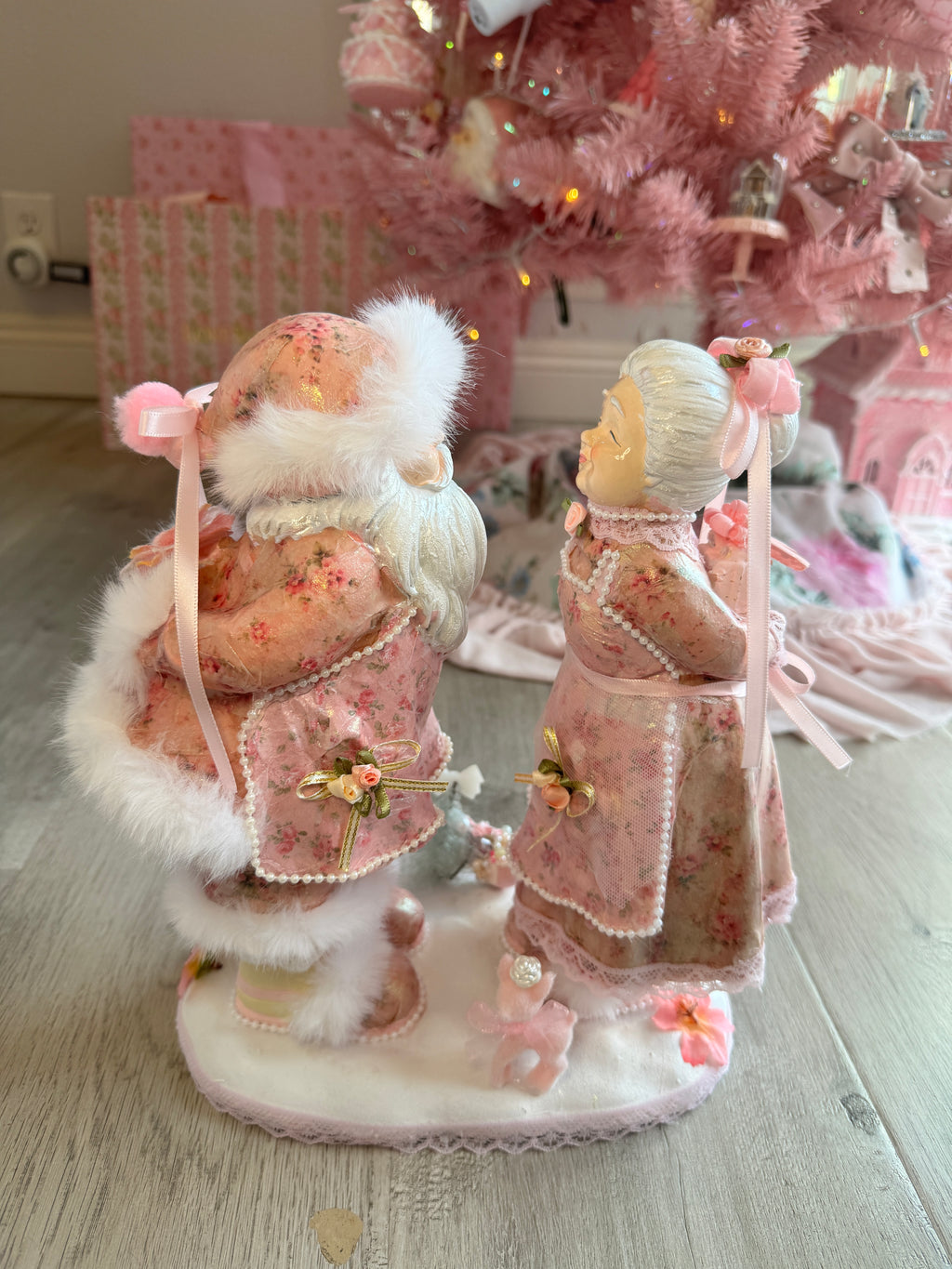 Pink Mr and Mrs Claus Special Edition Figurine