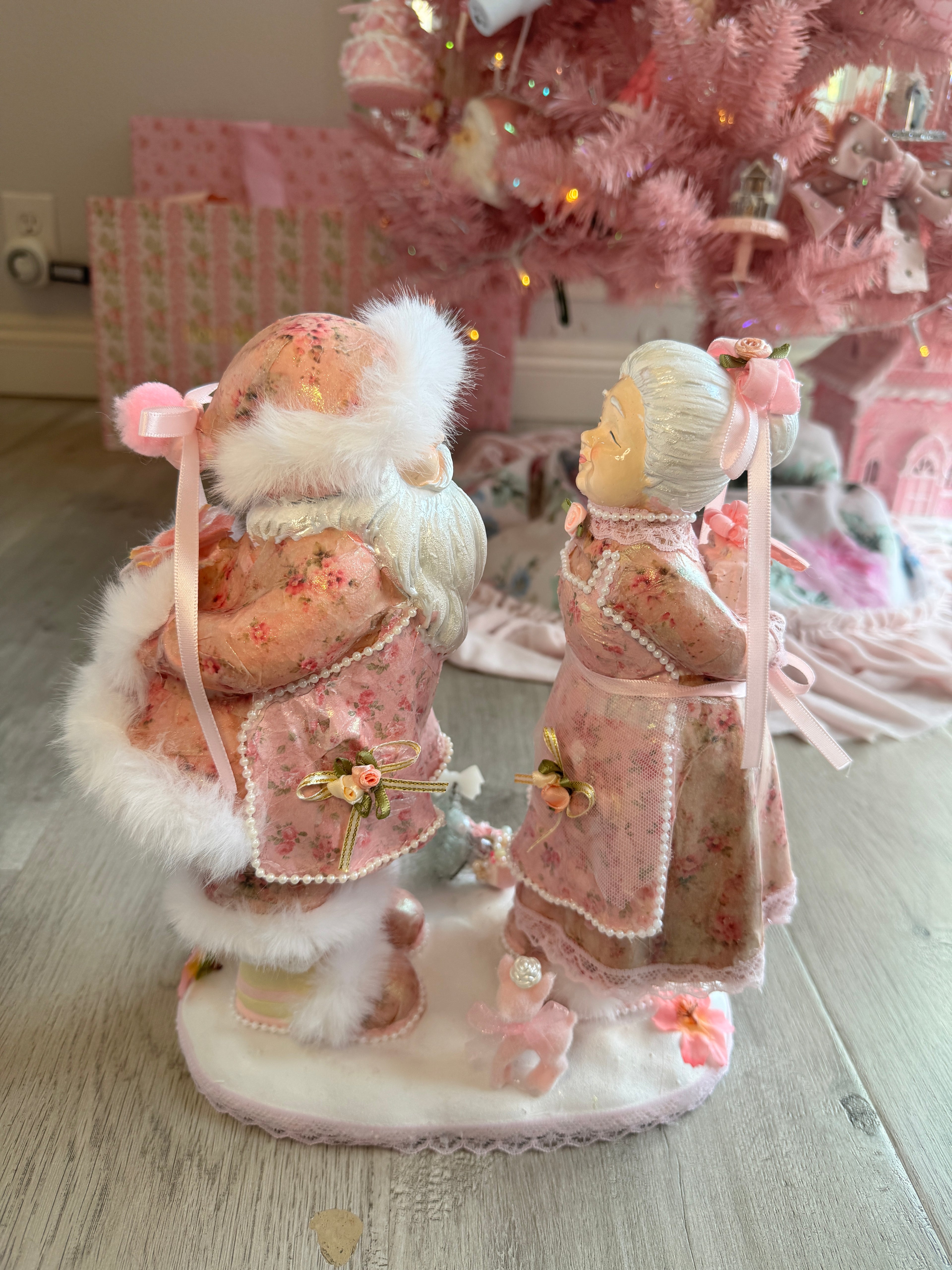 Pink Mr and Mrs Claus Special Edition Figurine
