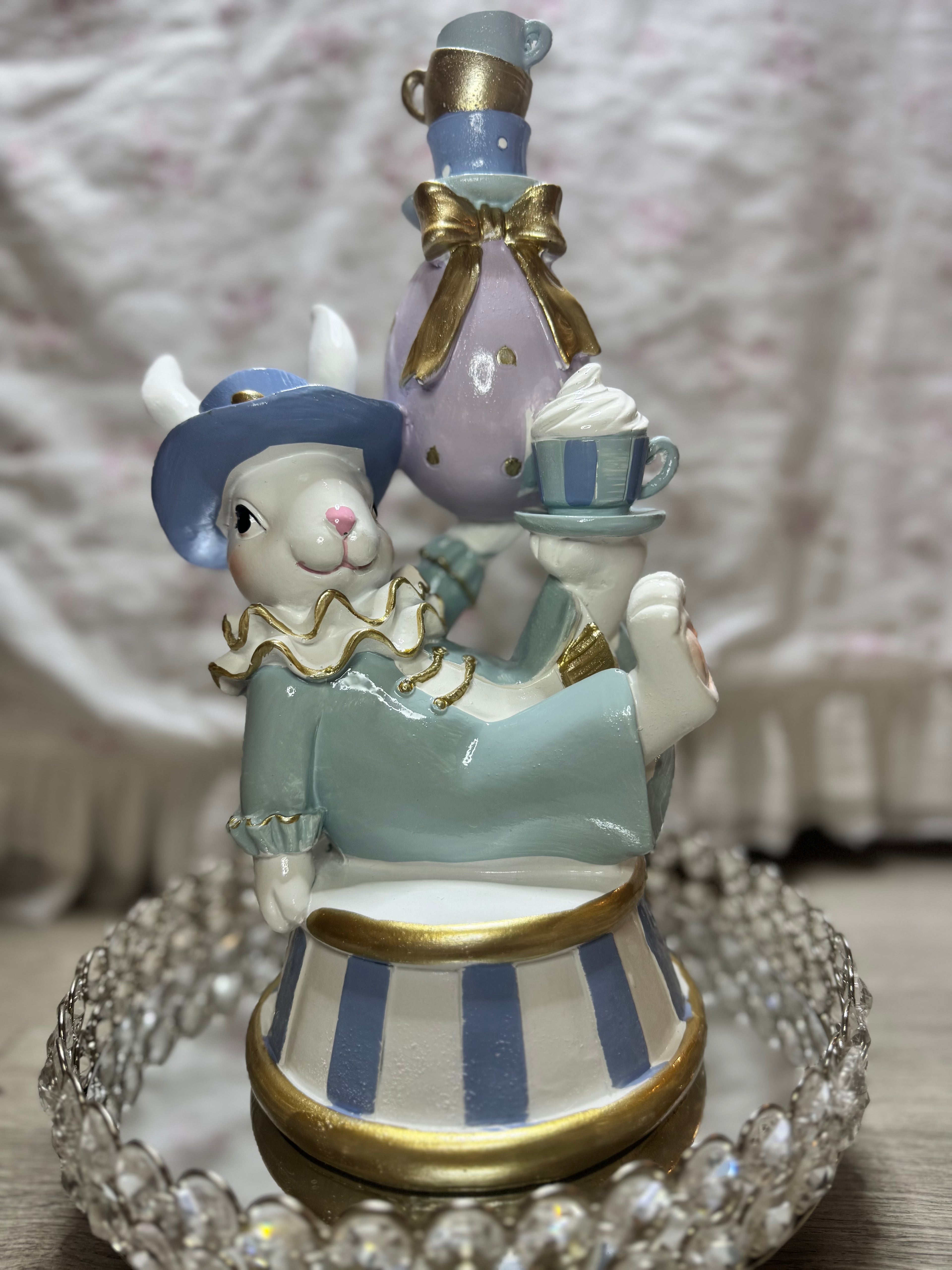 Pastel Bunny seating with teacups and bow