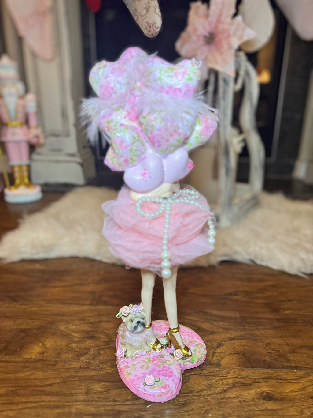 Pink Girl Holding Balloons figurine