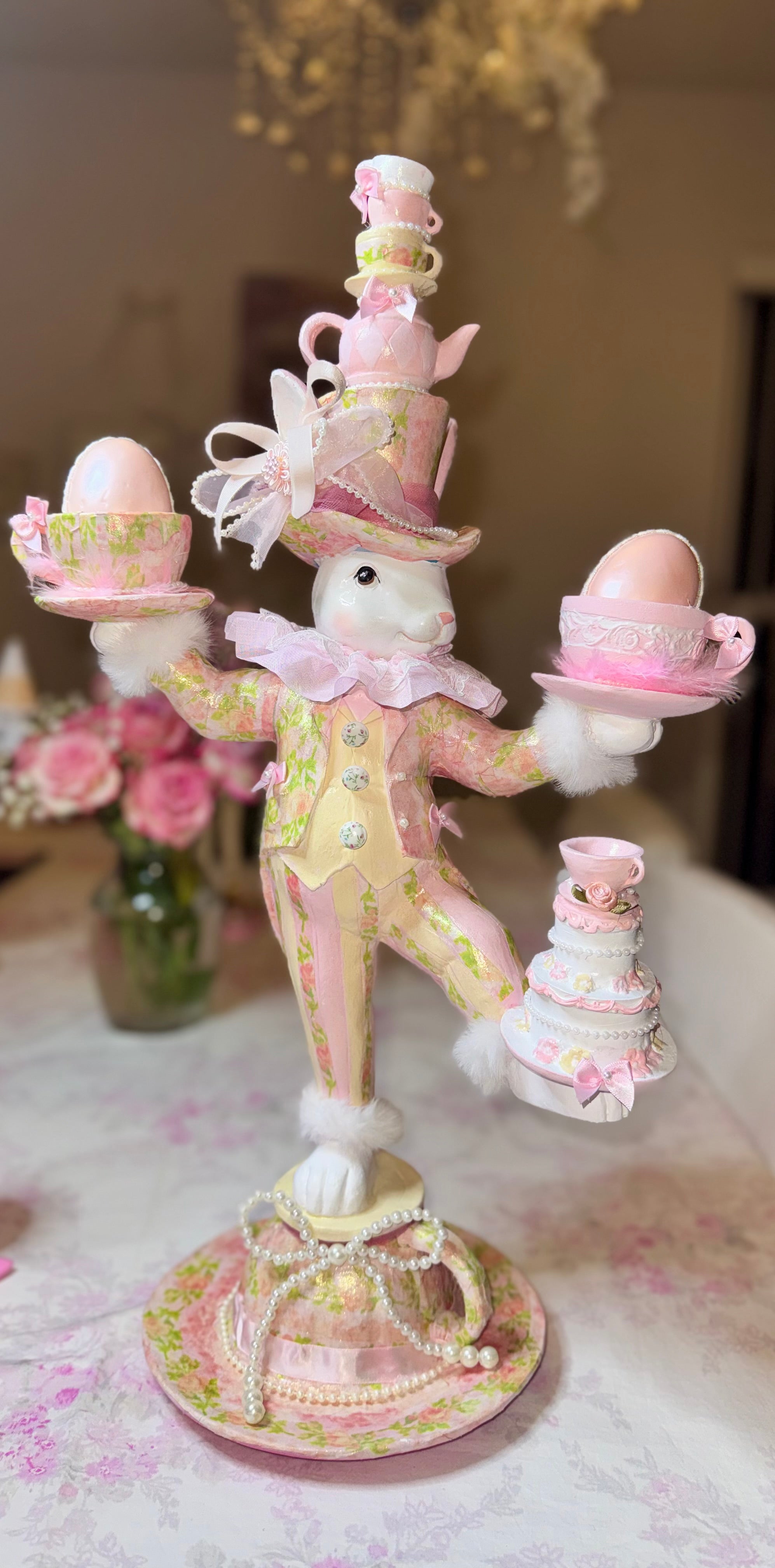 Unique Bespoke Bunny juggling cups and teapot