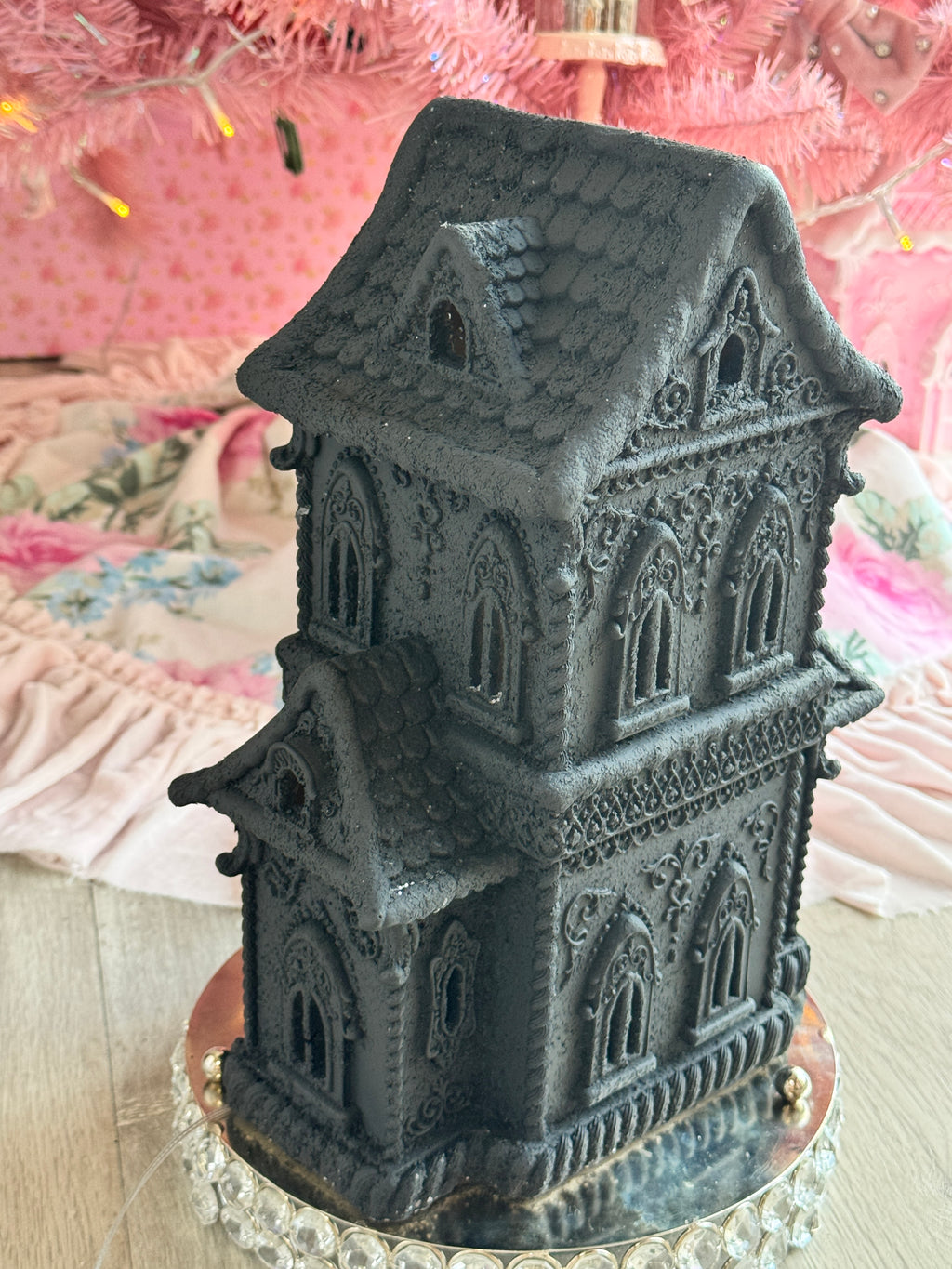 LED Black Halloween Gingerbread House