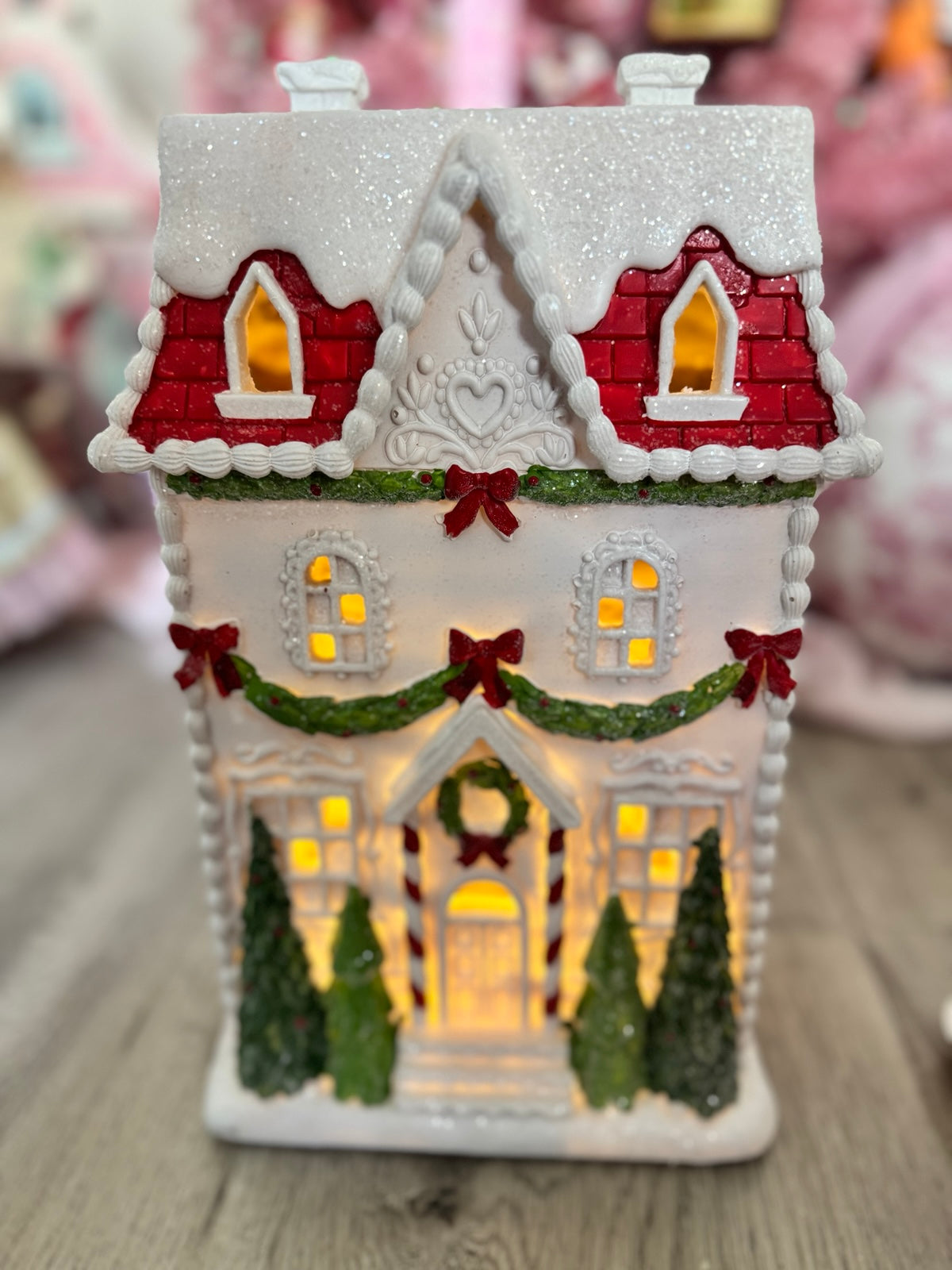 White LED Gingerbread Victorian House